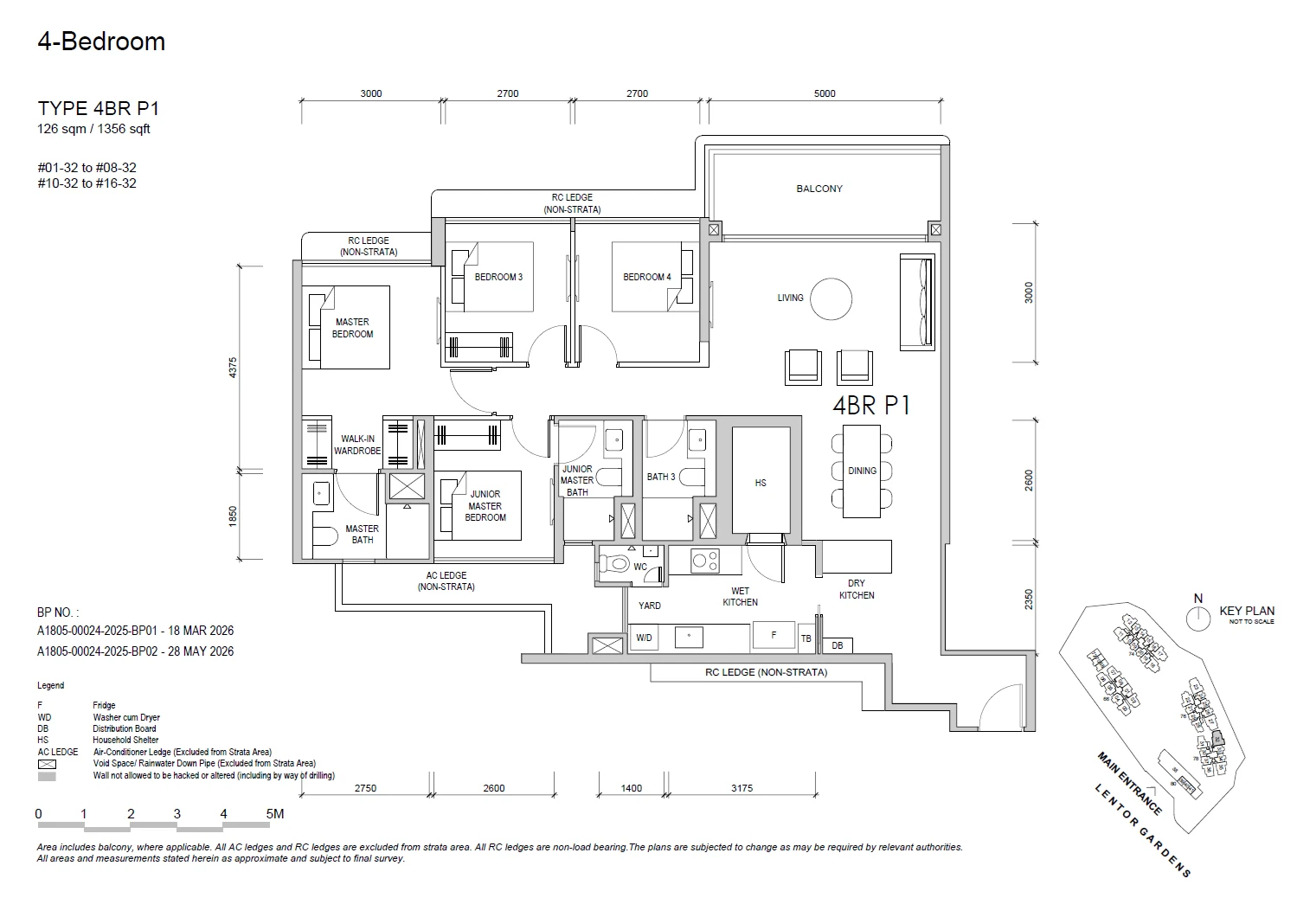 Lentor Gardens Residences floor plan 4BR P1 — 4 BEDROOM PREMIUM