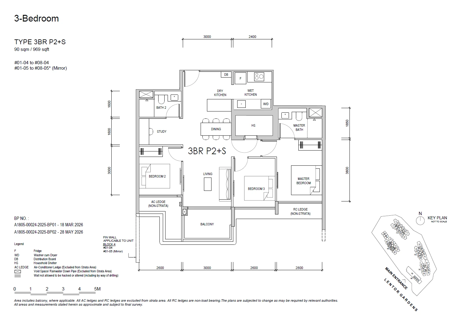 Lentor Gardens Residences floor plan 3BR P2+S — 3 BEDROOM PREMIUM + STUDY