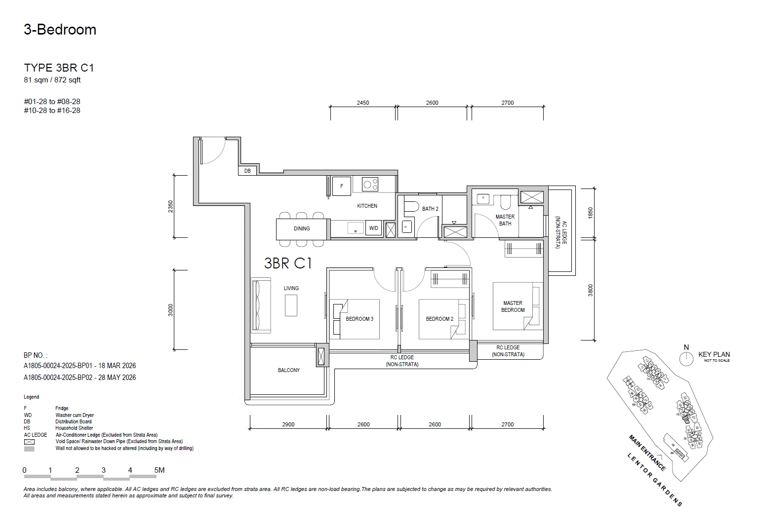 Lentor Gardens Residences floor plan 3BR C1 — 3 BEDROOM COMPACT