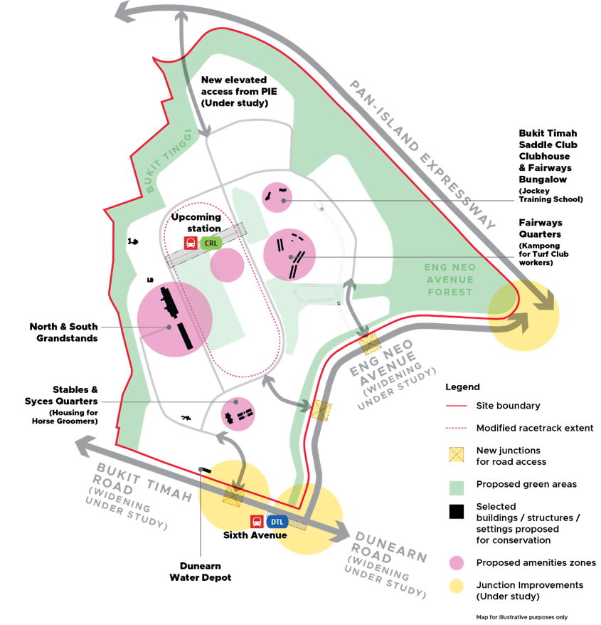 Plan of Bukit Timah Turf City, a new public and private housing neighbourhood on the former racecourse site