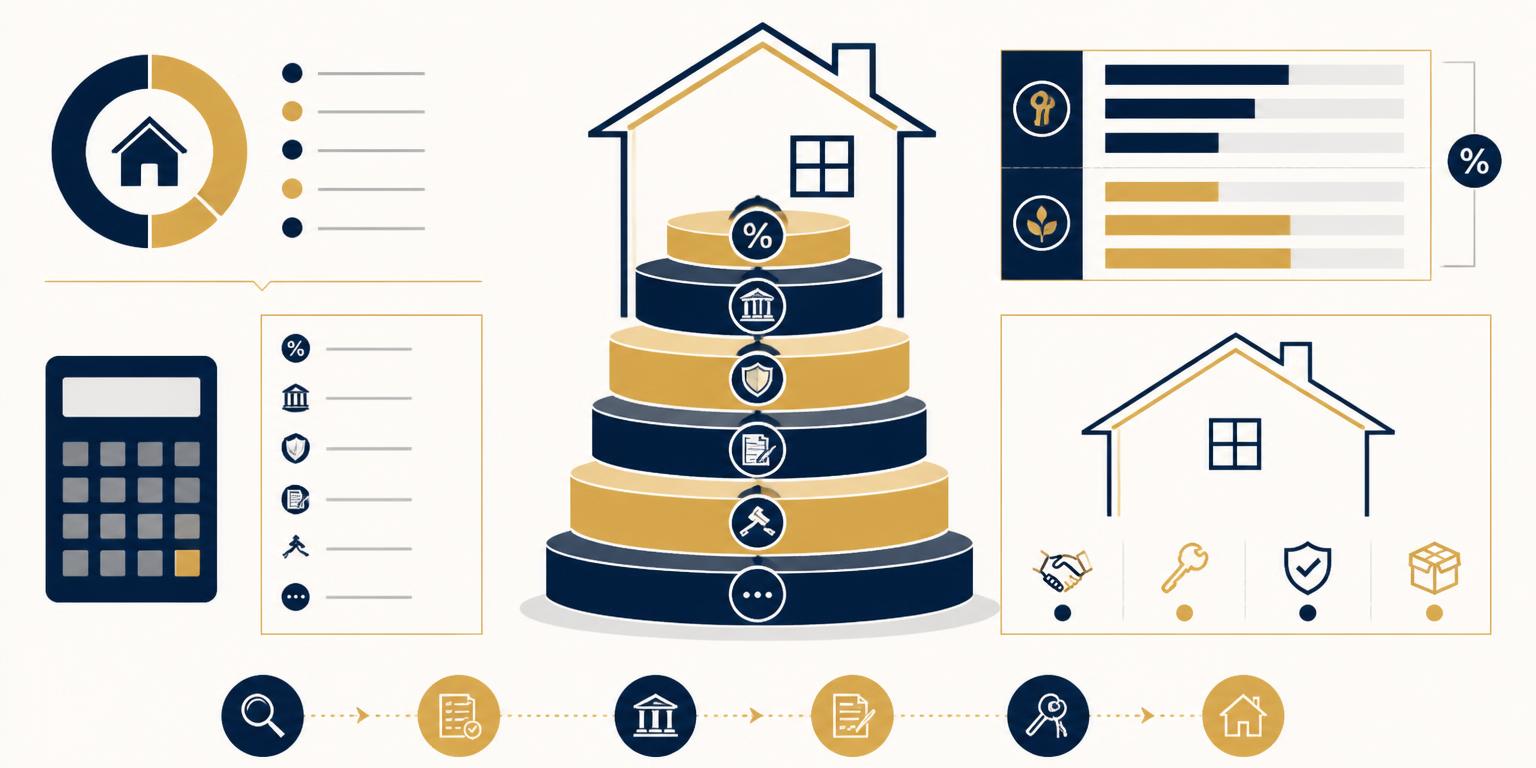 Property purchase cost breakdown infographic covering price, loan, CPF, stamp duty, instalments and renovation