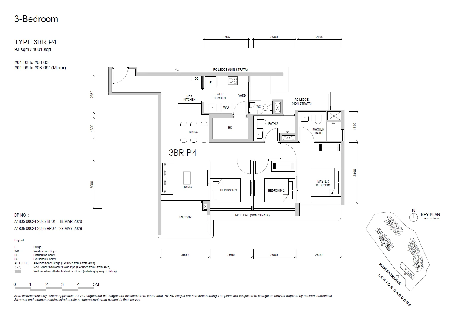 Lentor Gardens Residences floor plan 3BR P4 — 3 BEDROOM PREMIUM
