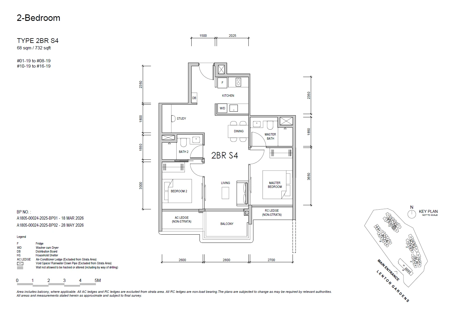 Lentor Gardens Residences floor plan 2BR S4 — 2 BEDROOM + STUDY