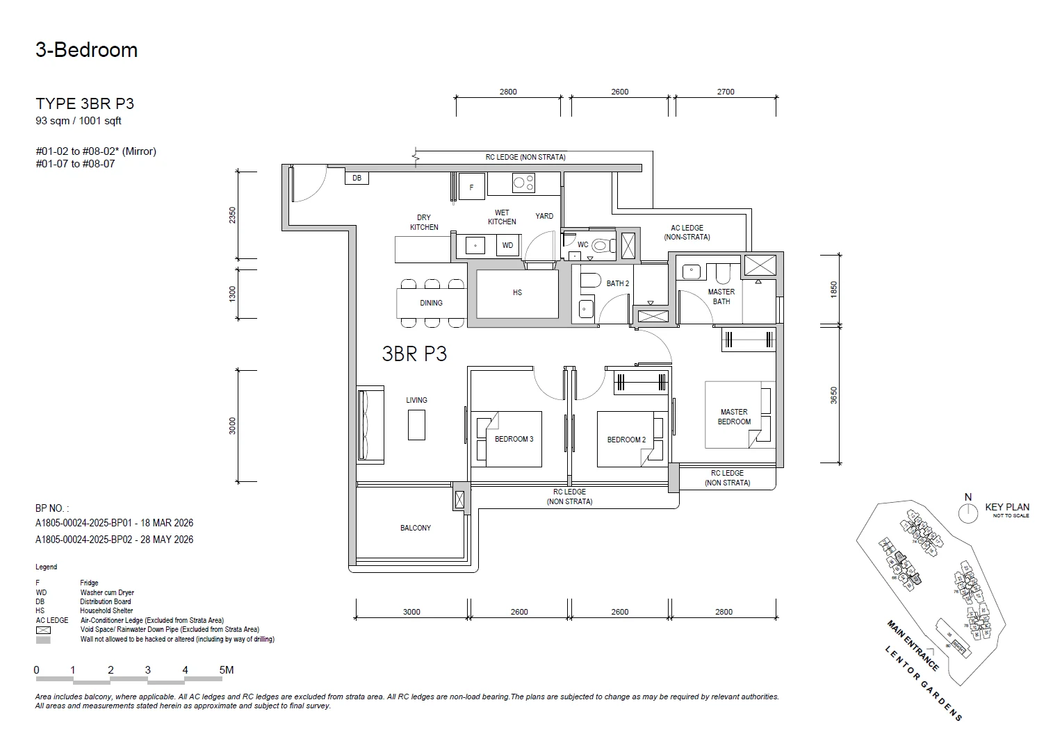 Lentor Gardens Residences floor plan 3BR P3 — 3 BEDROOM PREMIUM