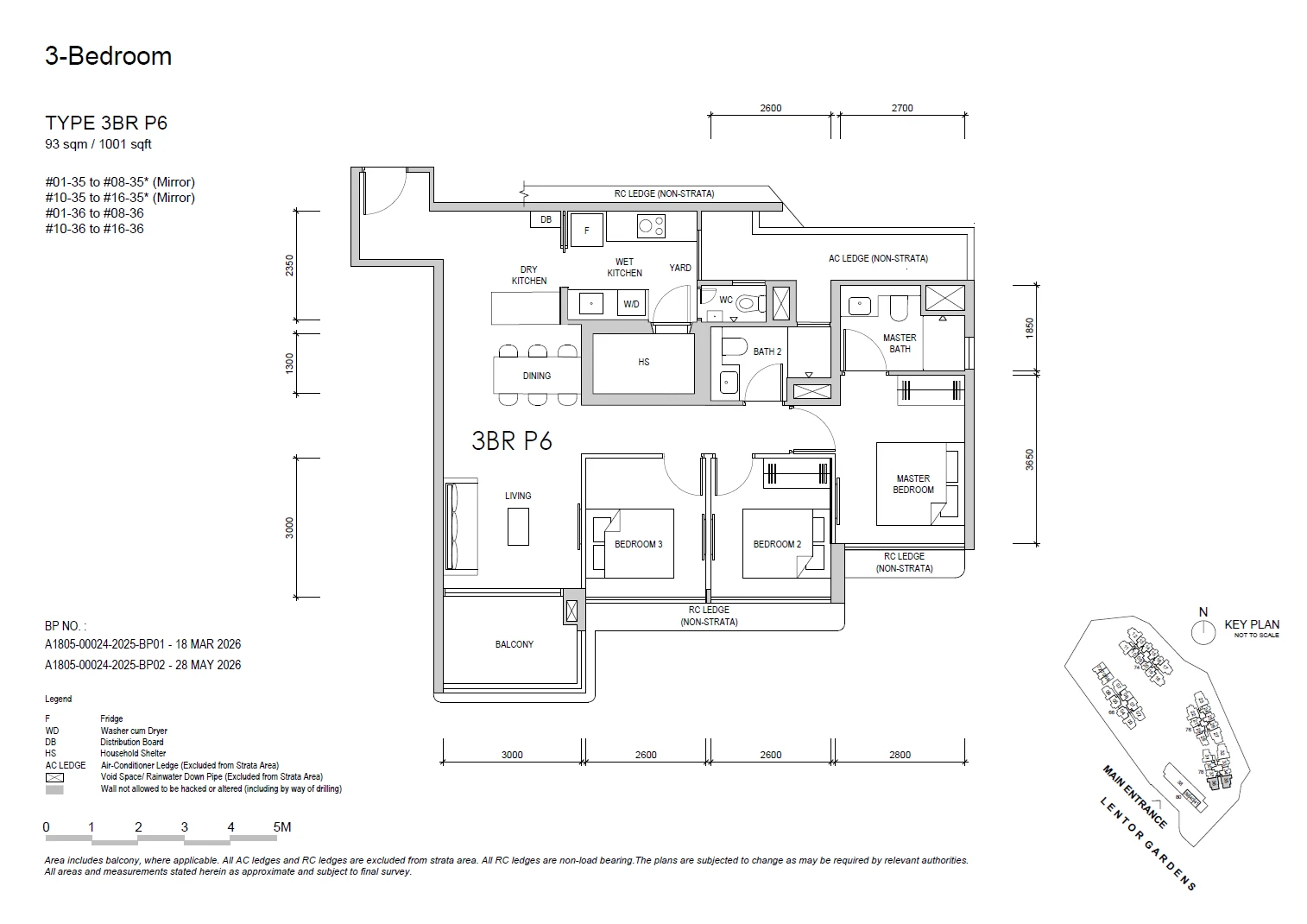 Lentor Gardens Residences floor plan 3BR P6 — 3 BEDROOM PREMIUM
