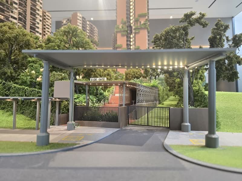 Site plan showing block position relative to the pedestrian gate