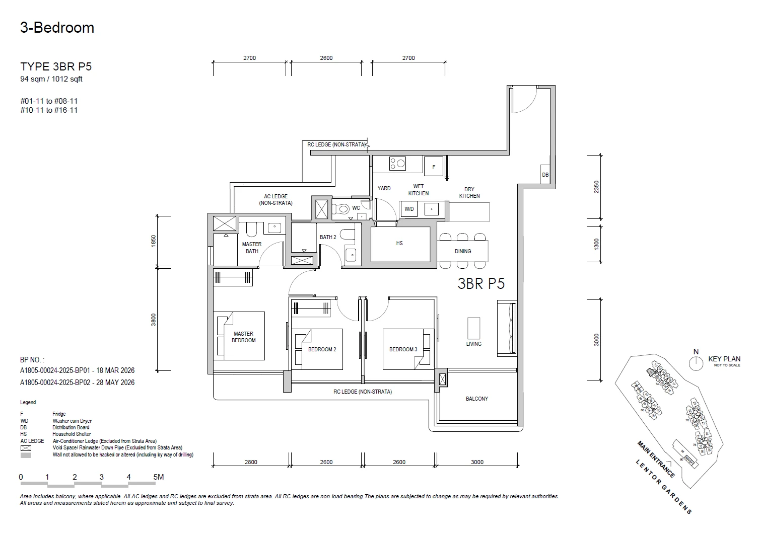Lentor Gardens Residences floor plan 3BR P5 — 3 BEDROOM PREMIUM