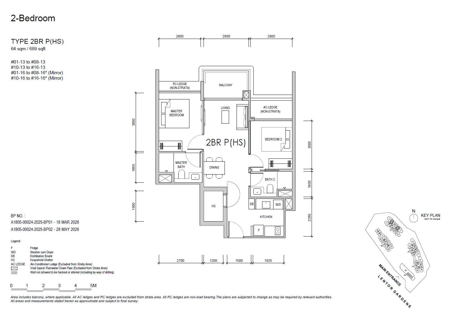 Lentor Gardens Residences floor plan 2BR P(HS) — 2 BEDROOM PREMIUM (HS)