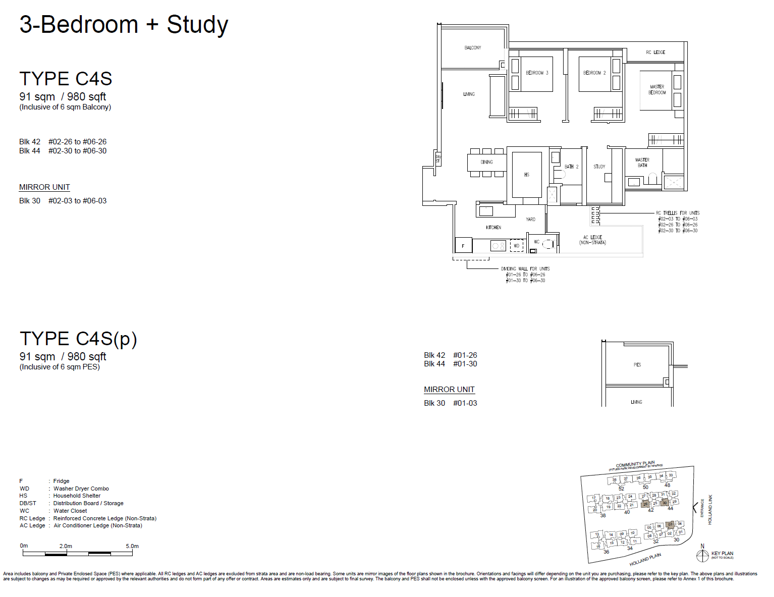 Amberwood At Holland floor plan C4S — 3 Bedroom Study