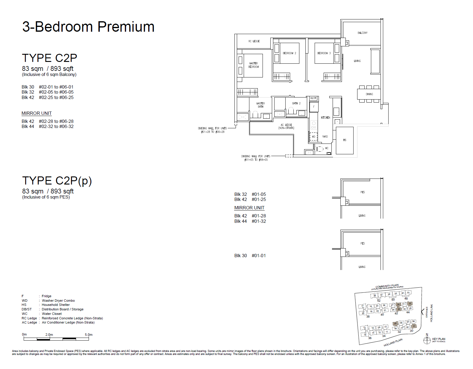 Amberwood At Holland floor plan C2P(p) — 3 Bedroom Premium