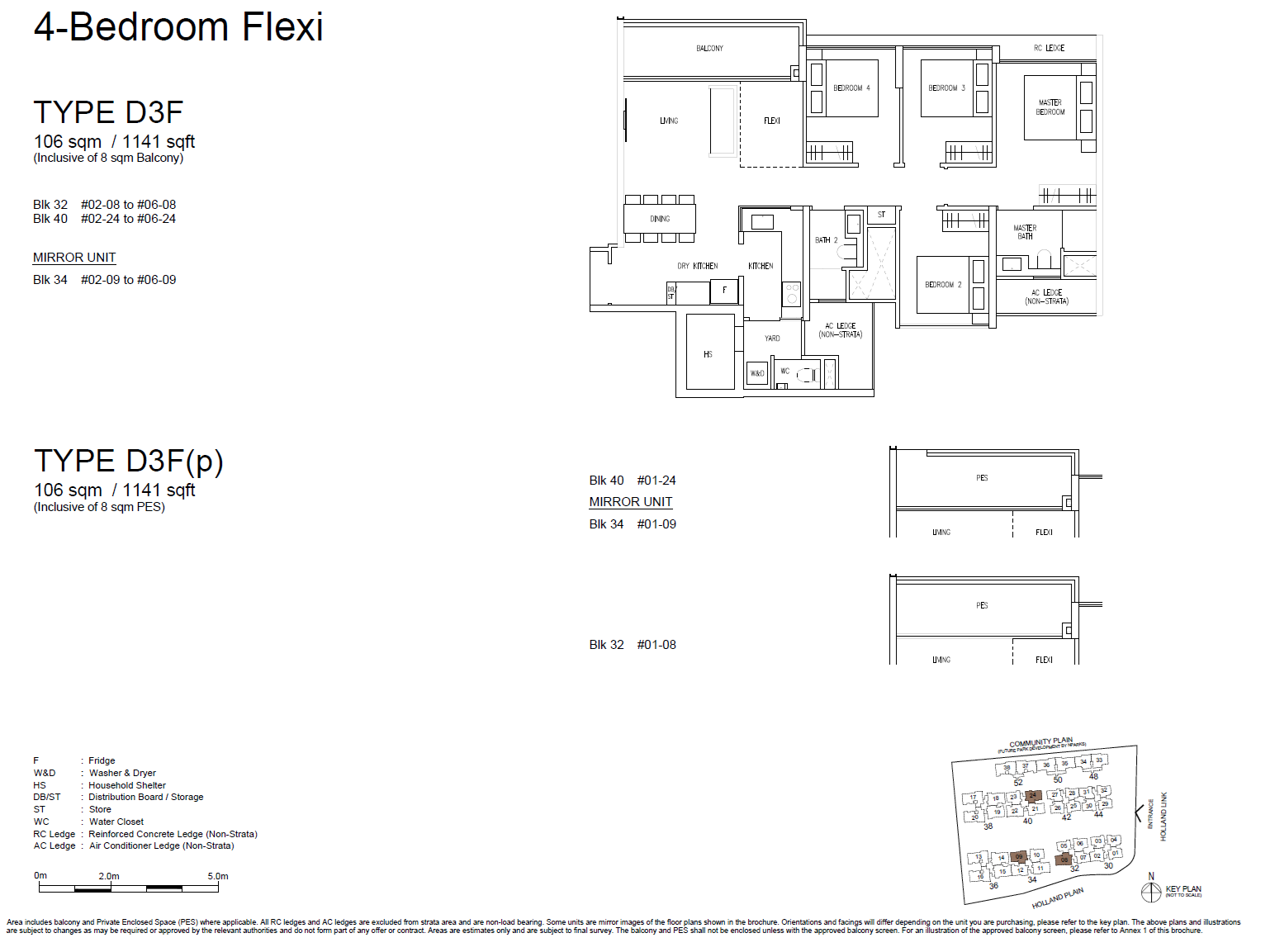 Amberwood At Holland floor plan D3F — 4 Bedroom Flexi