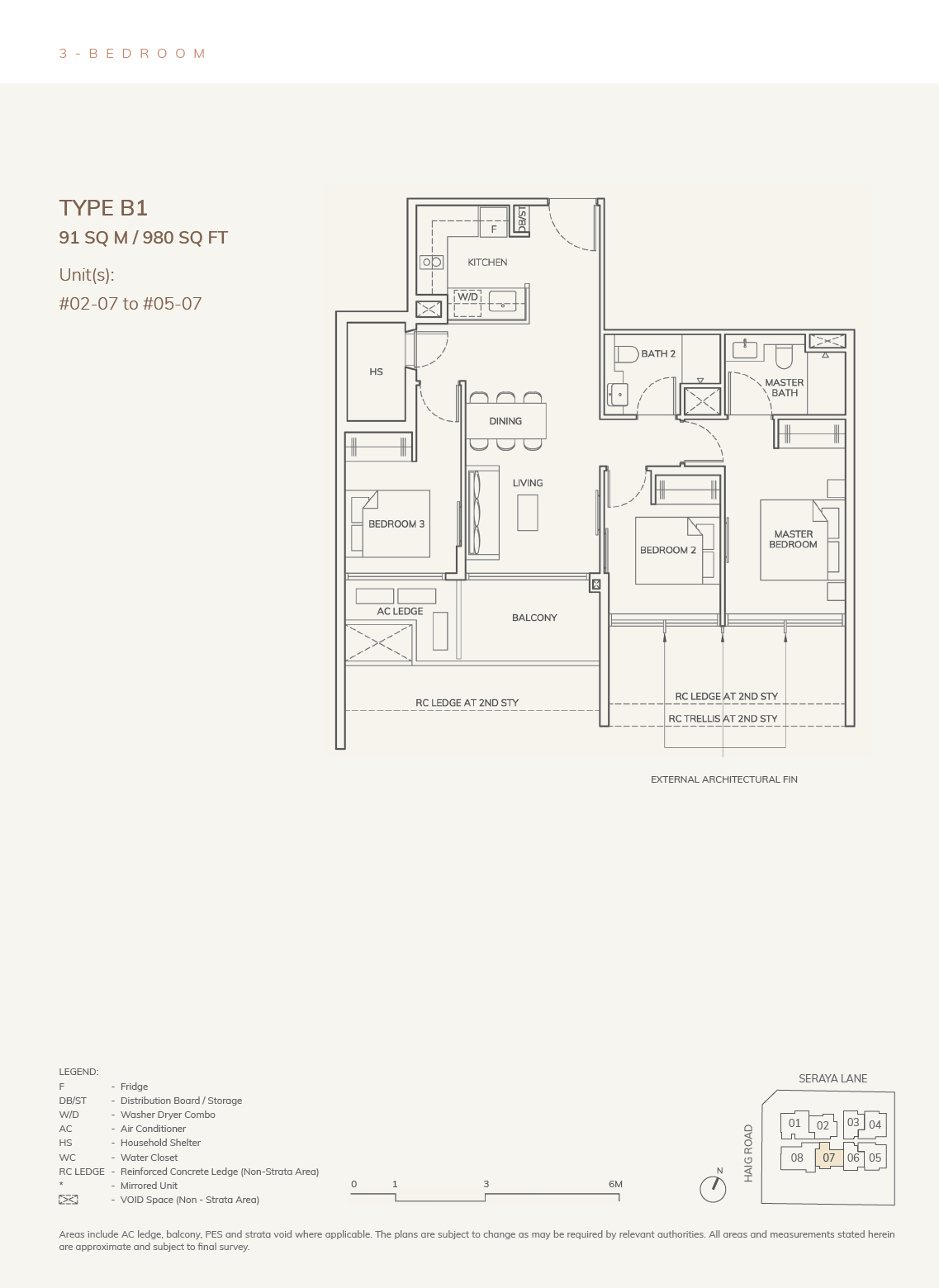 Ardor Residence floor plan B1 — 3 Bedroom
