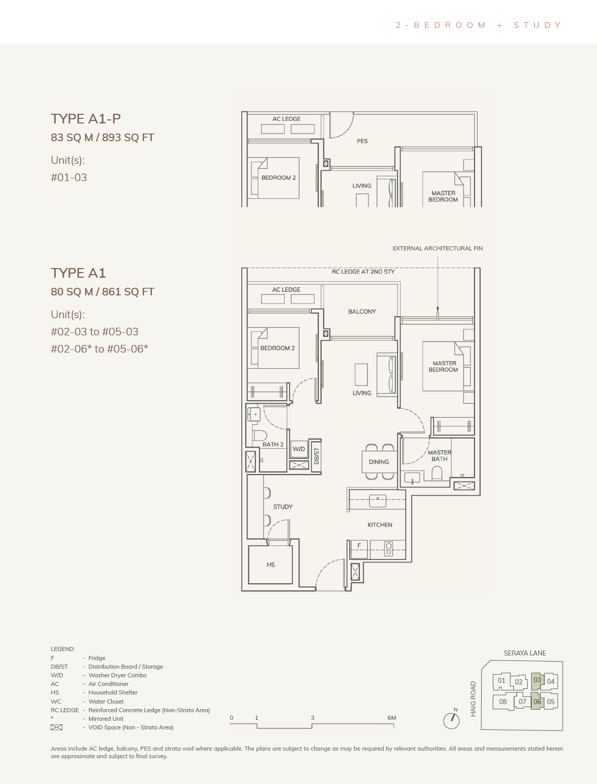 Ardor Residence floor plan A1-P — 2 Bedroom + Study