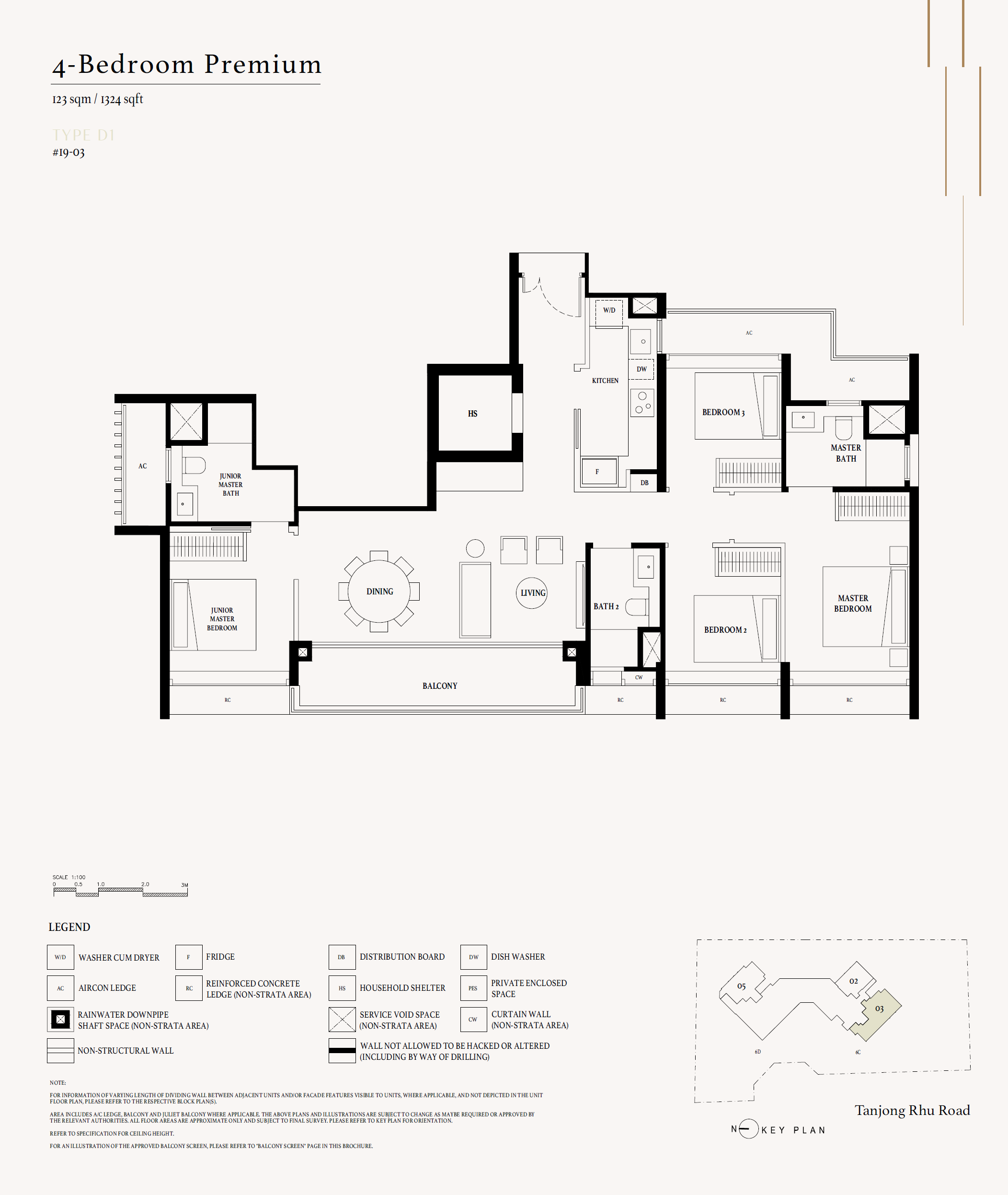 Arina East Residences floor plan D1 — 4 Bedroom Premium