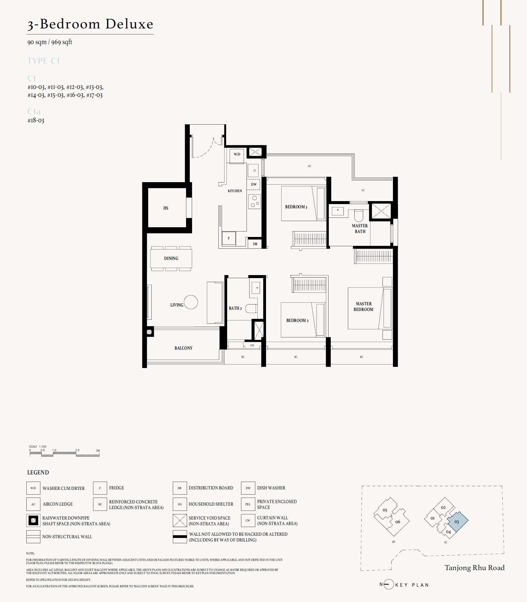 Arina East Residences floor plan C1 — 3 Bedroom Deluxe