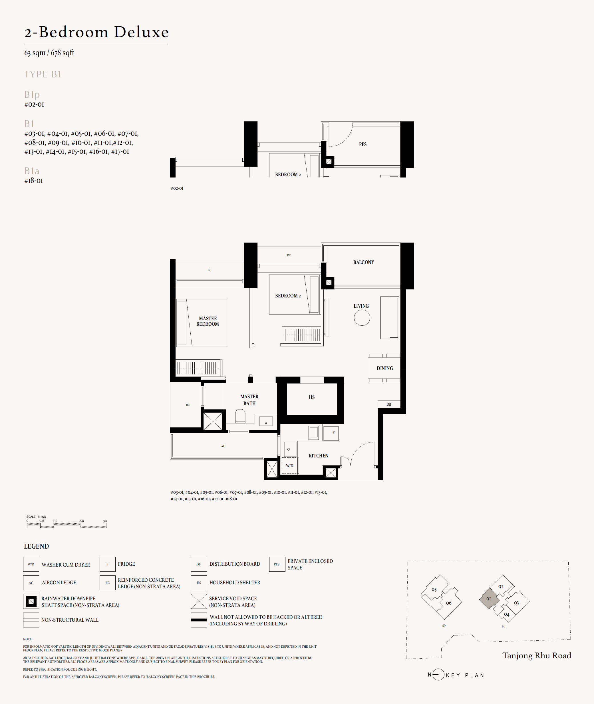 Arina East Residences floor plan B1p — 2 Bedroom Deluxe