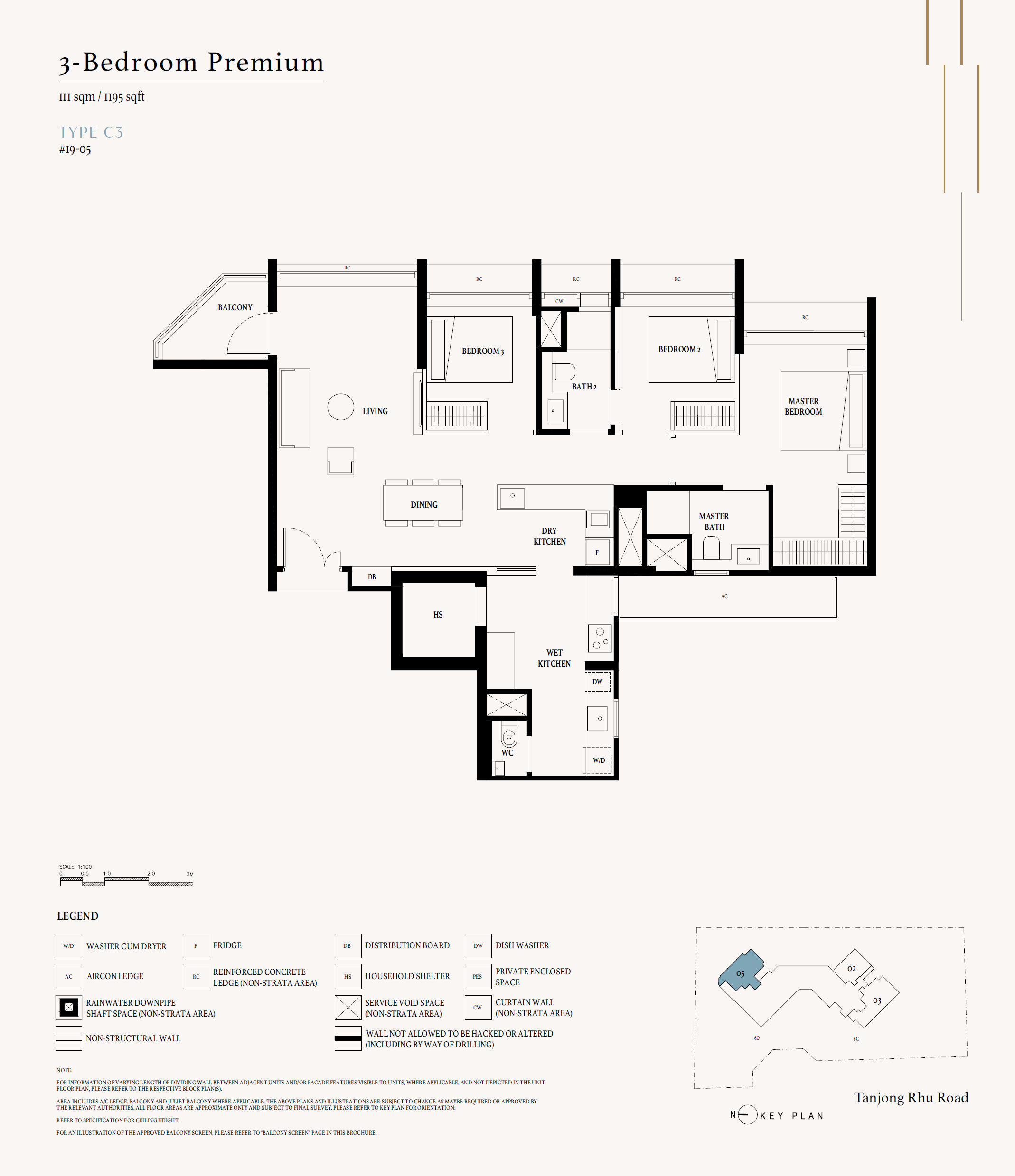 Arina East Residences floor plan C3 — 3 Bedroom Premium