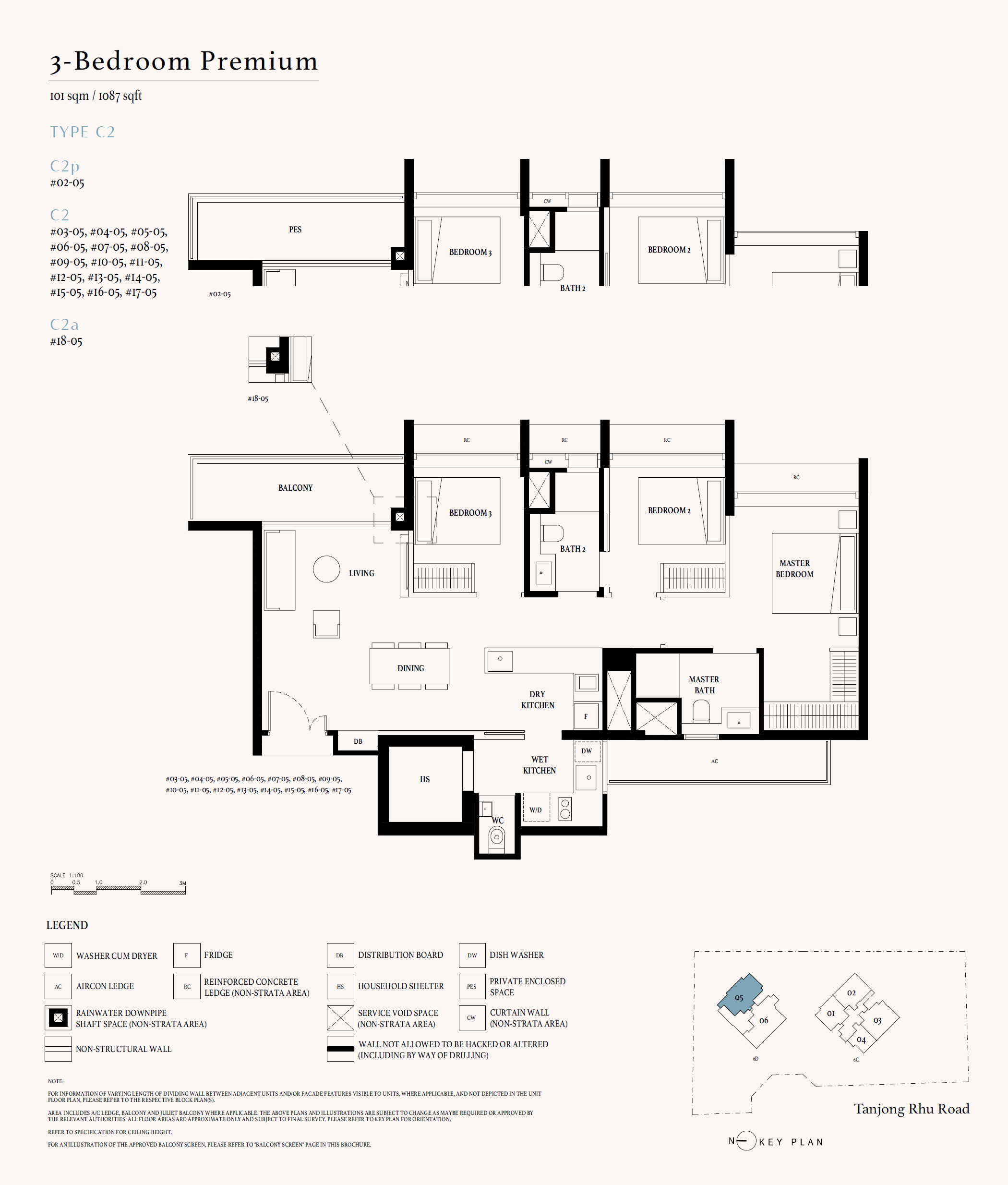 Arina East Residences floor plan C2a — 3 Bedroom Premium