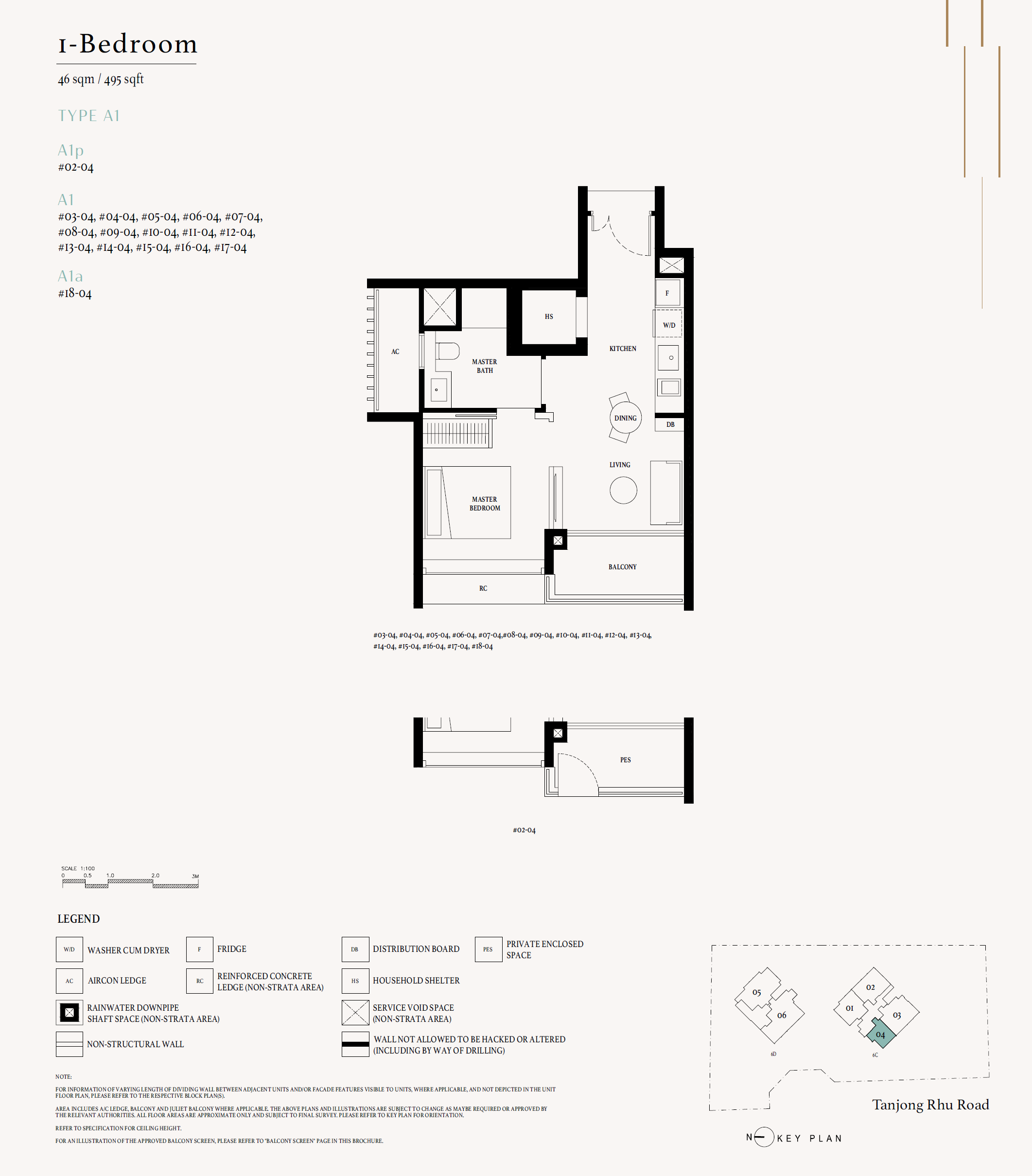 Arina East Residences floor plan A1 — 1 Bedroom