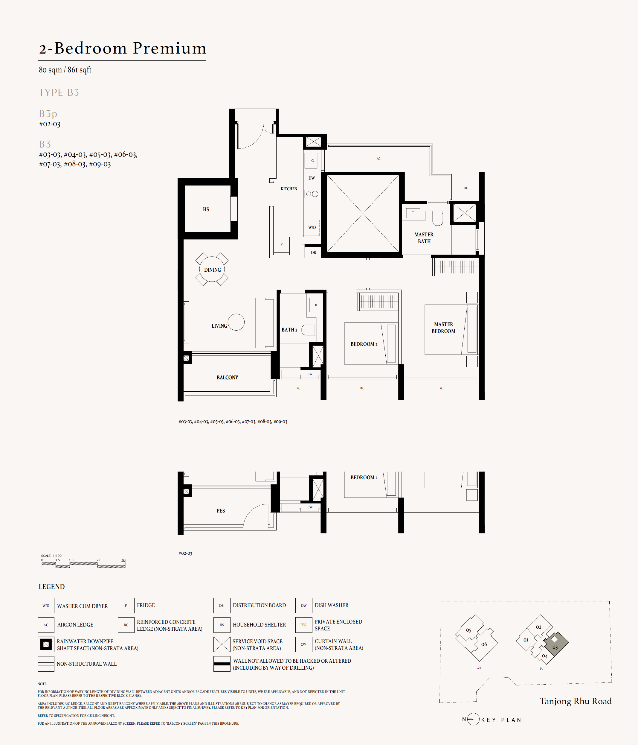 Arina East Residences floor plan B3 — 2 Bedroom Premium