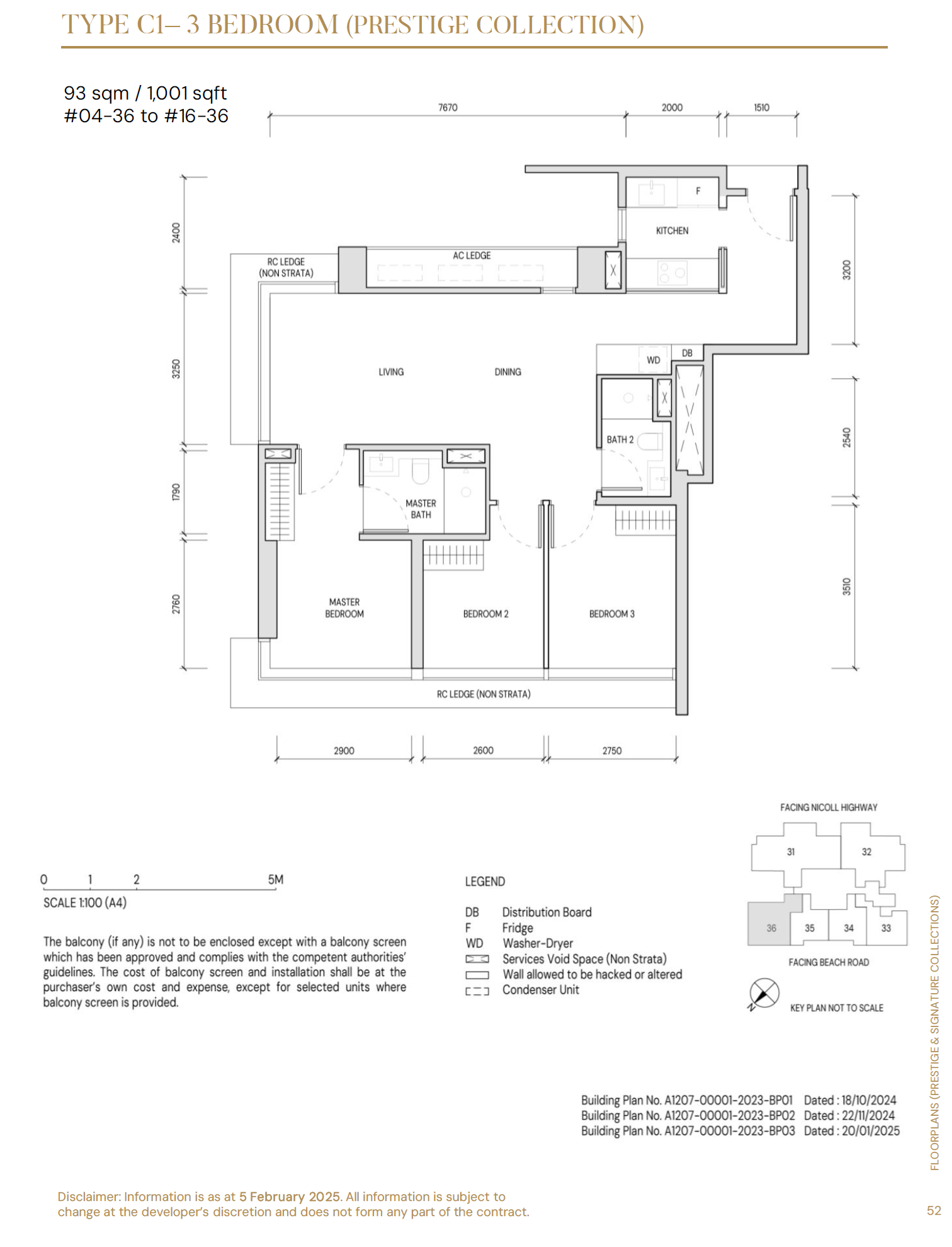 Aurea floor plan C1 — 3 Bedroom