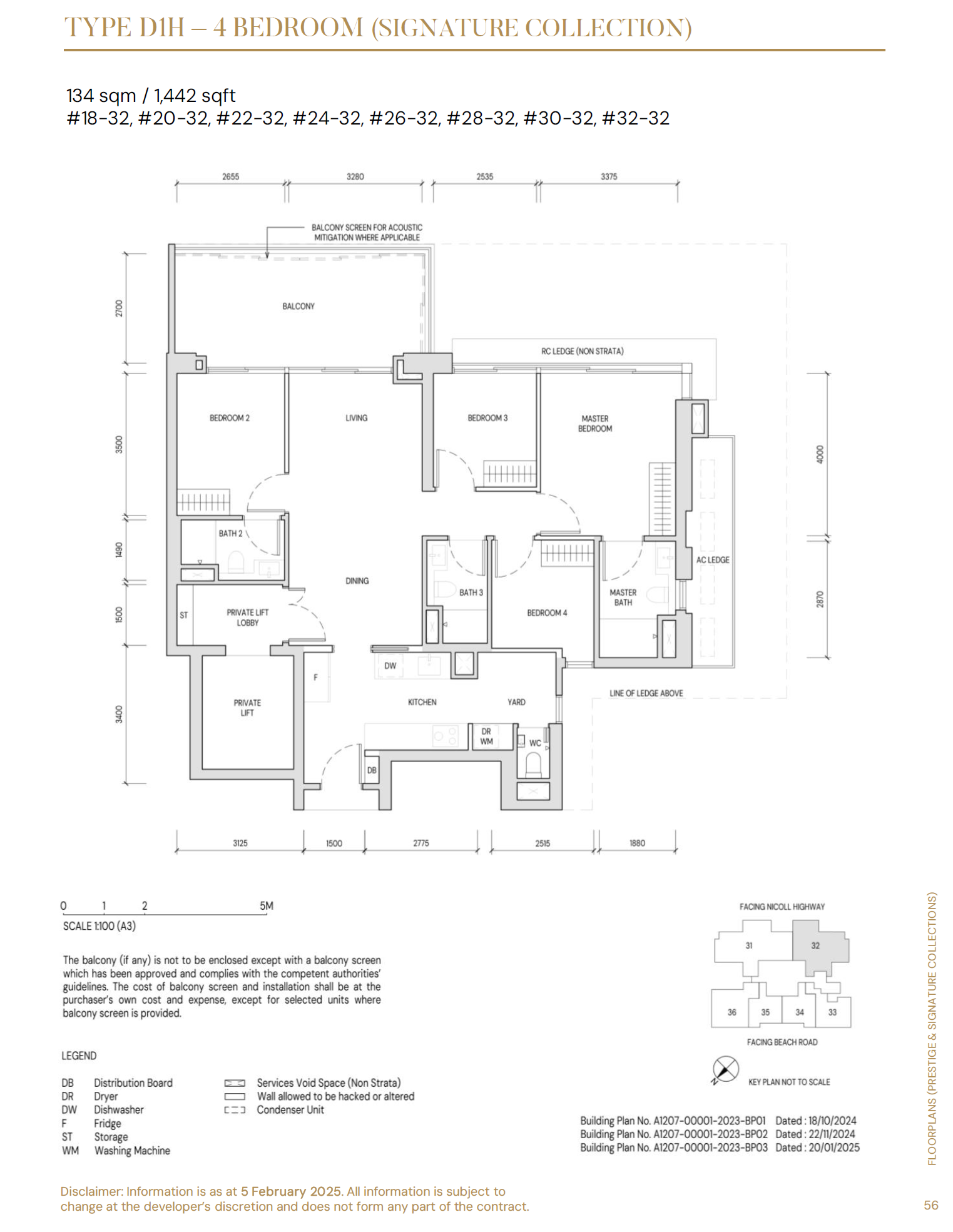 Aurea floor plan D1H — 4 Bedroom