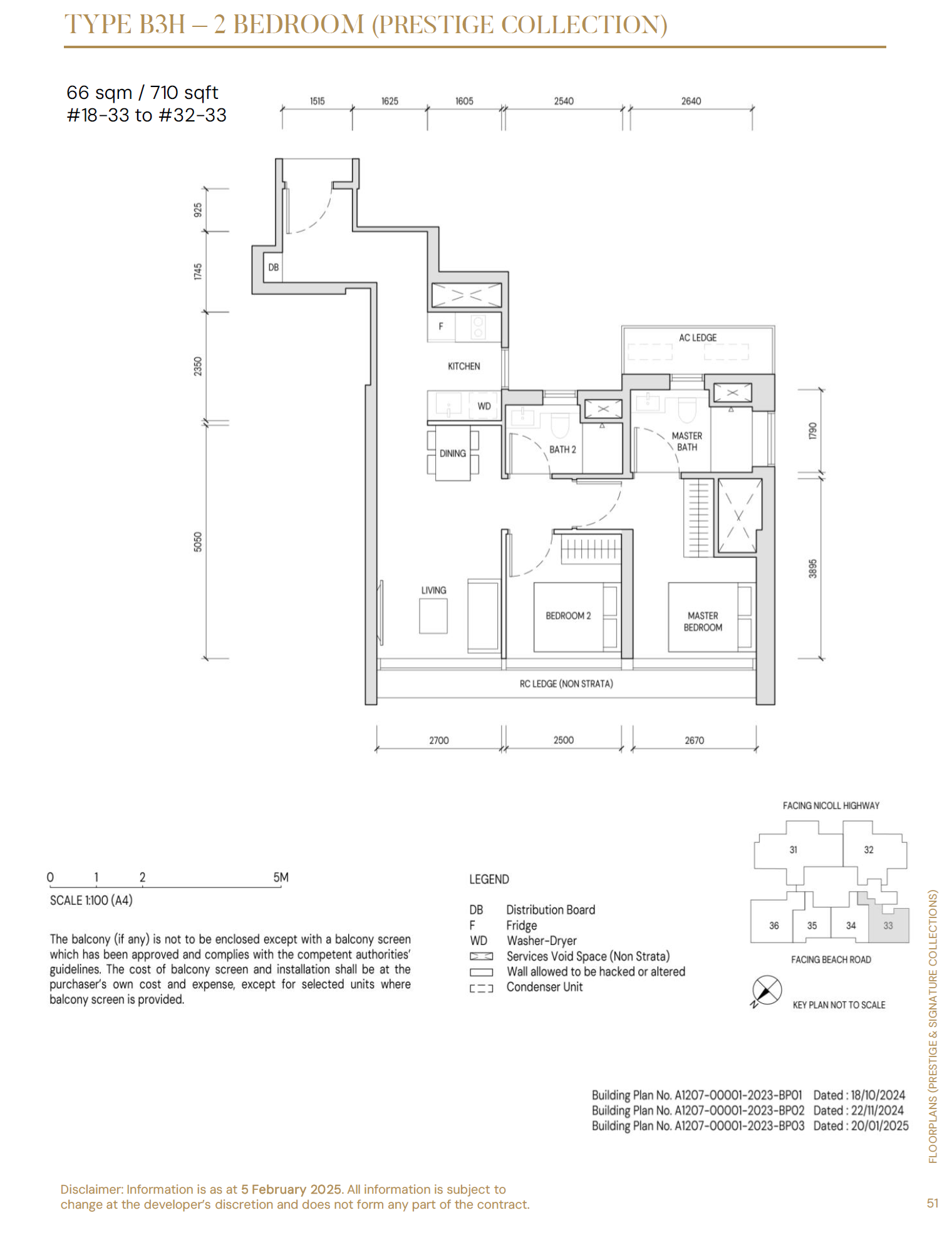 Aurea floor plan B3H — 2 Bedroom