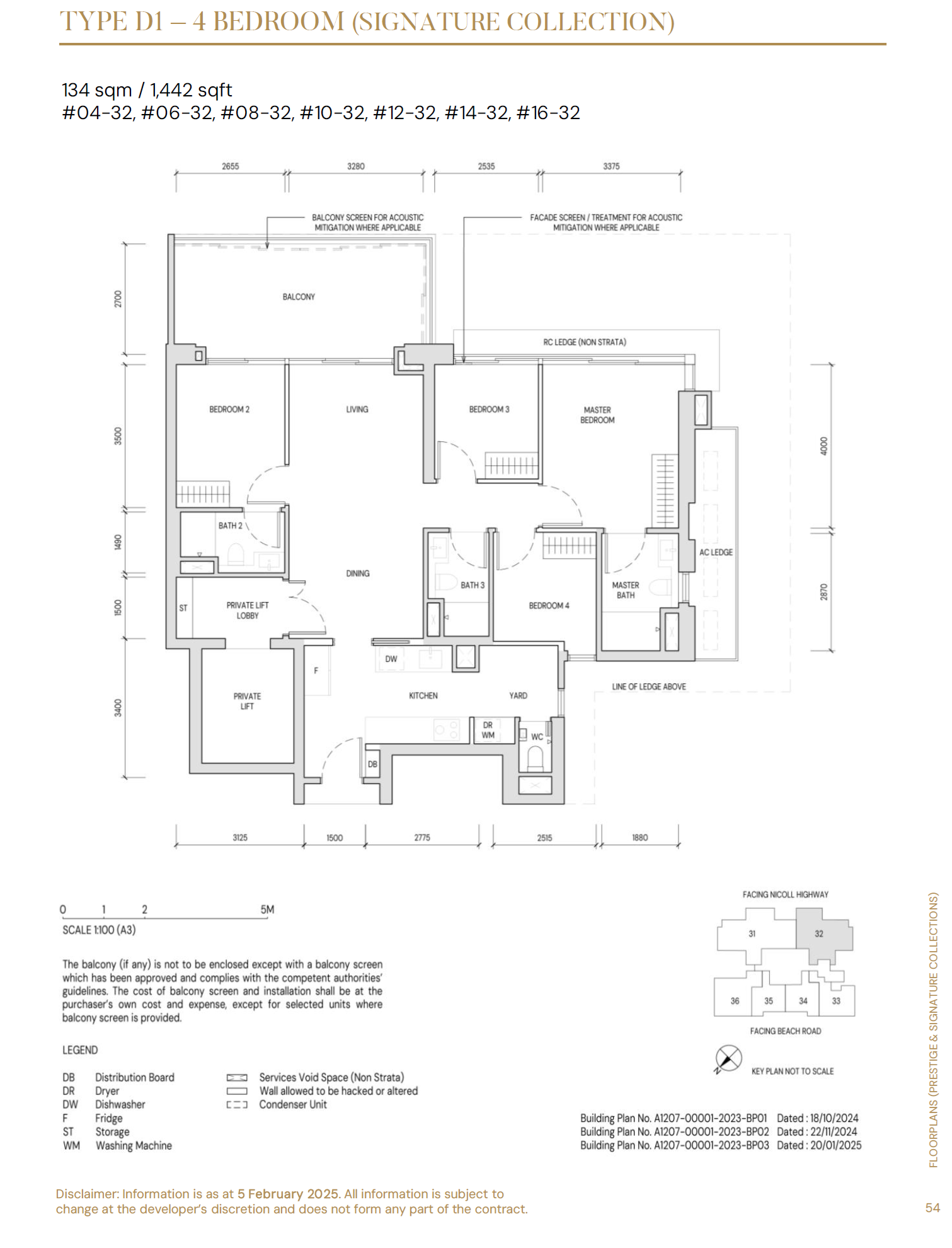 Aurea floor plan D1 — 4 Bedroom