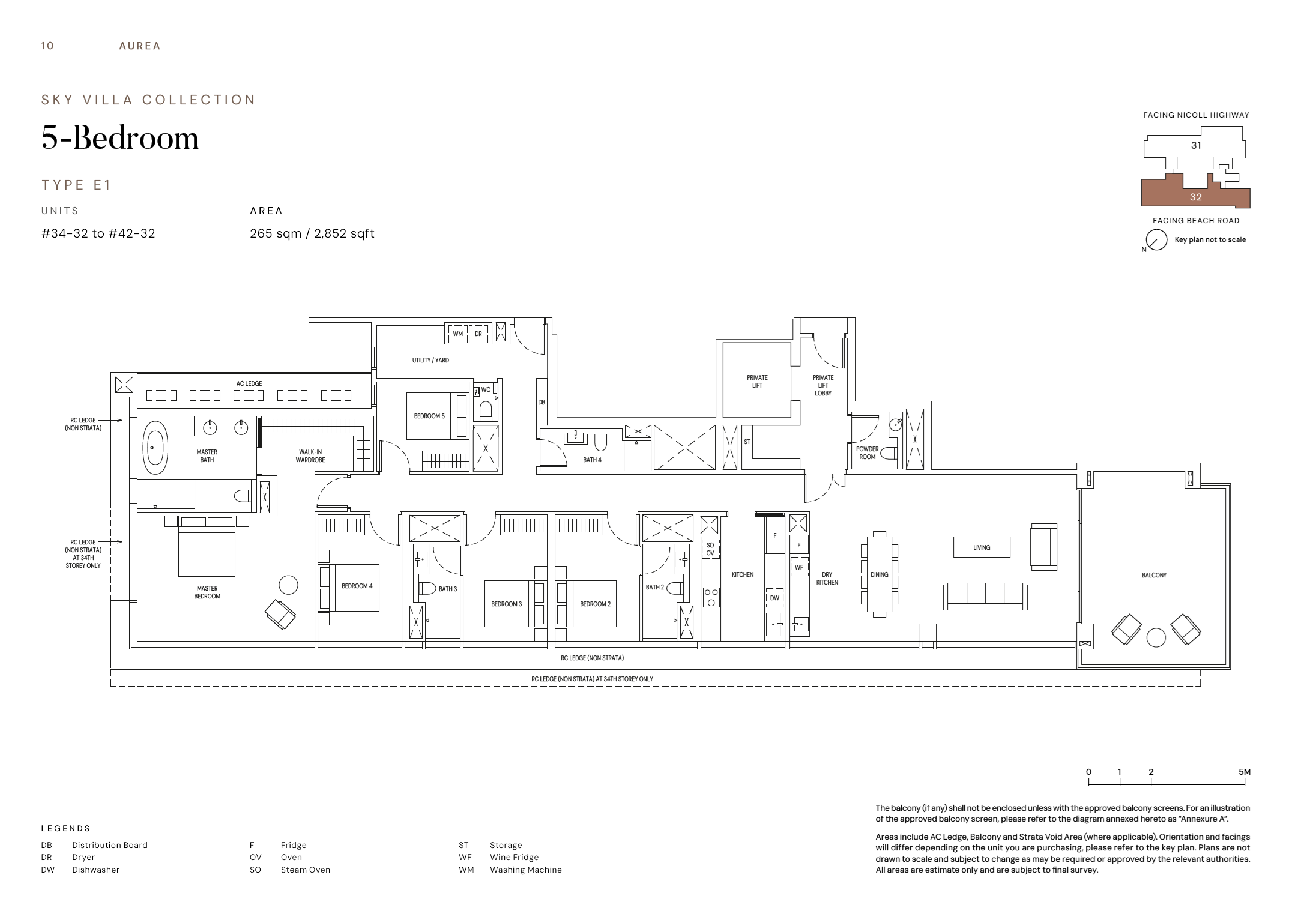 Aurea floor plan E1 — 5 Bedroom