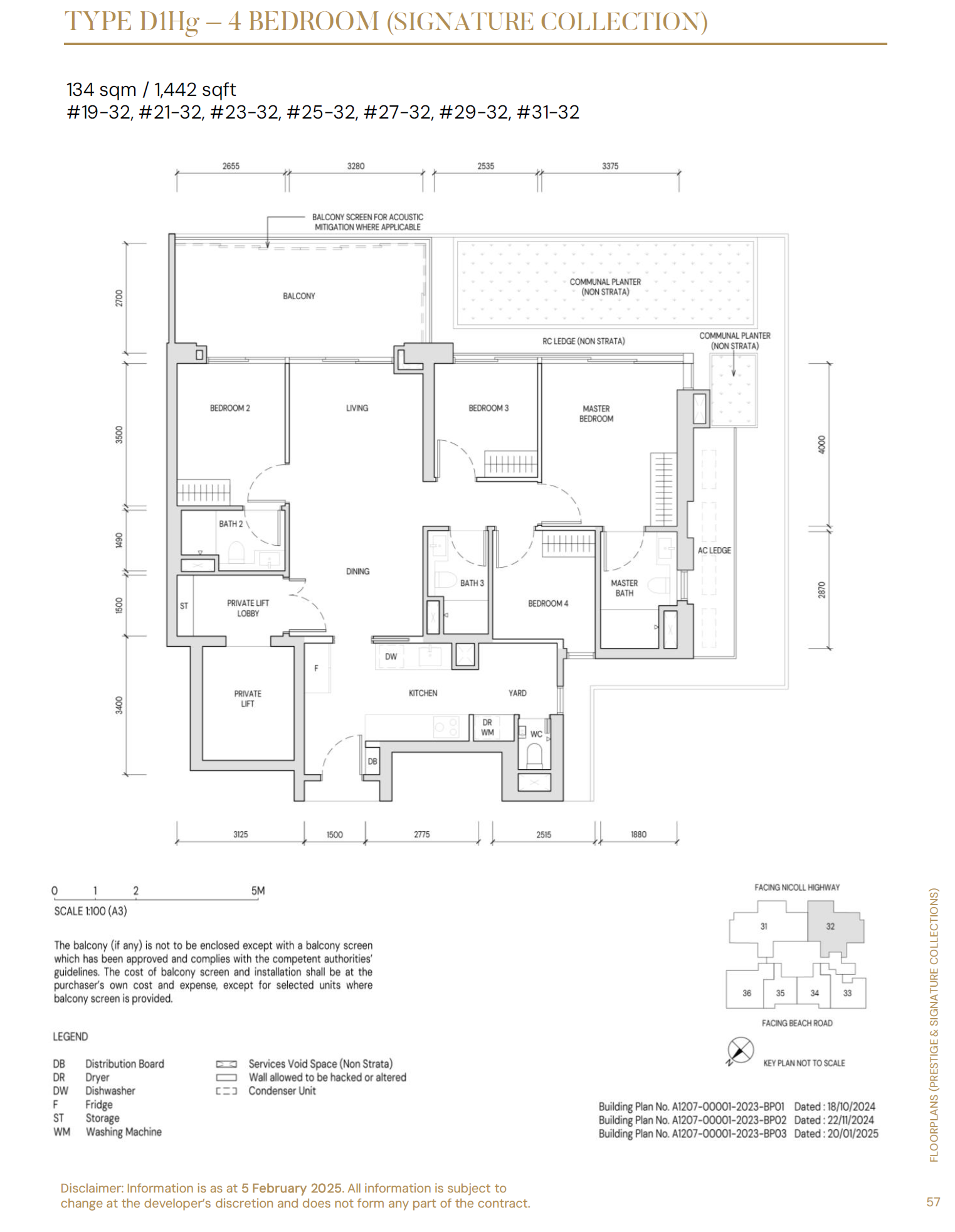 Aurea floor plan D1Hg — 4 Bedroom