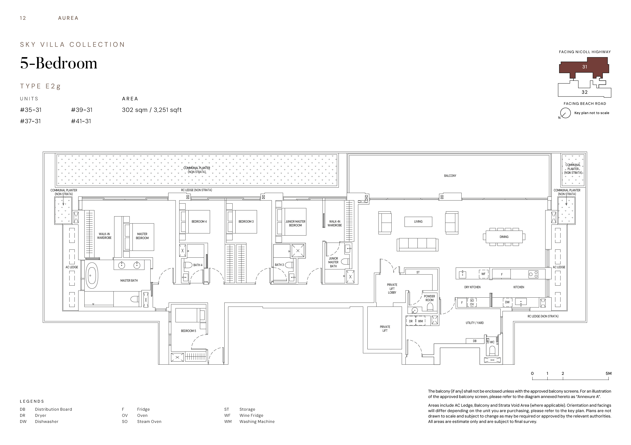 Aurea floor plan E2g — 5 Bedroom