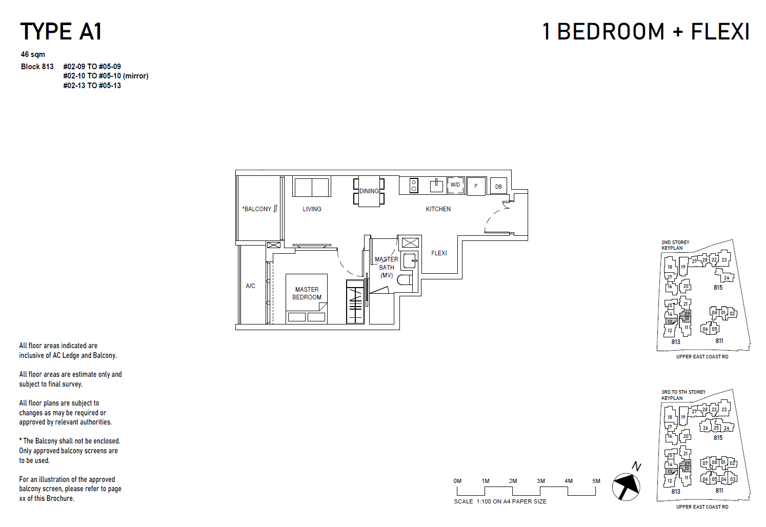 Bagnall Haus floor plan A1 — 1BR + Flexi