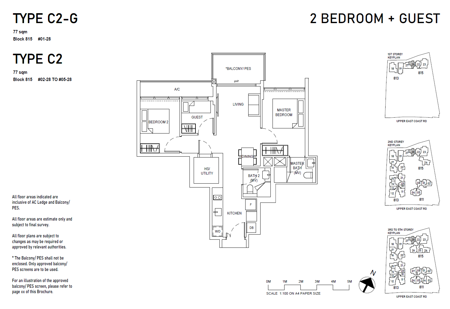 Bagnall Haus floor plan C2-G — 2BR + Guest