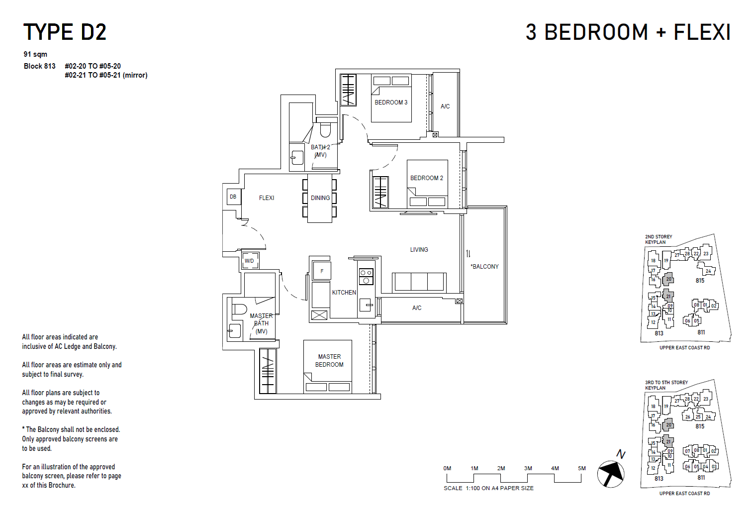 Bagnall Haus floor plan D2 — 3BR + Flexi