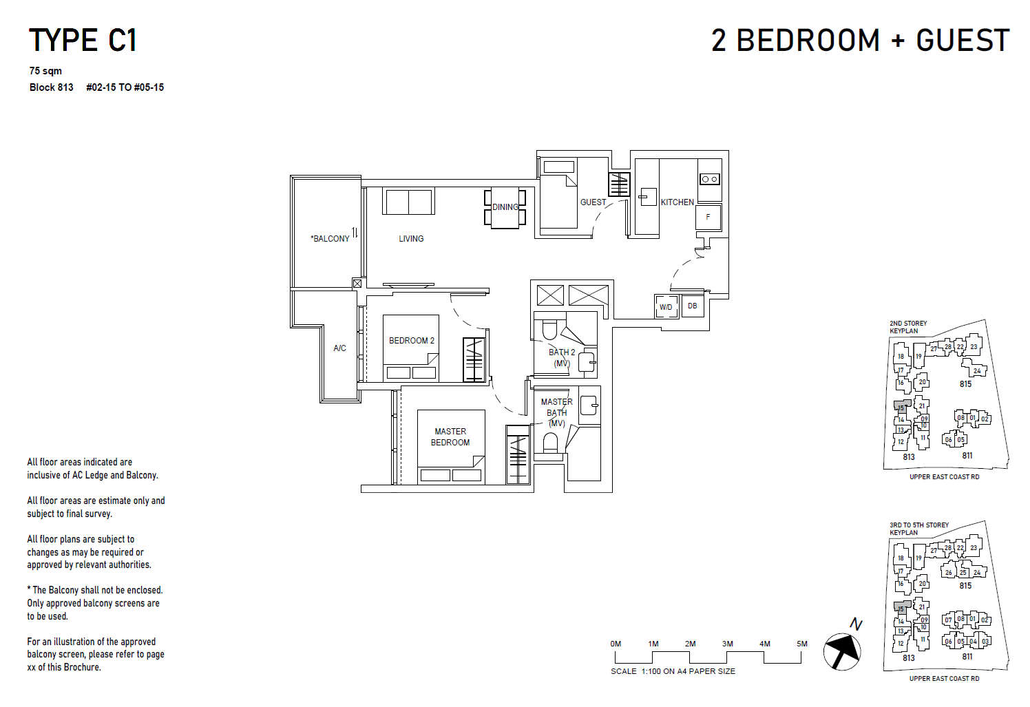 Bagnall Haus floor plan C1 — 2BR + Guest