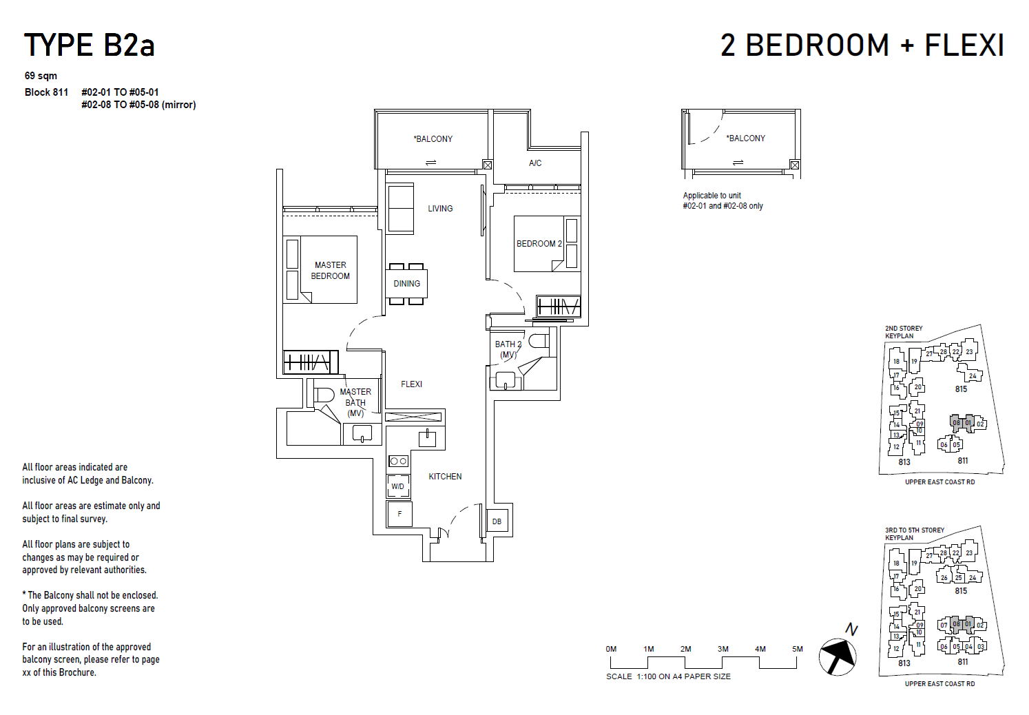 Bagnall Haus floor plan B2a — 2BR + Flexi