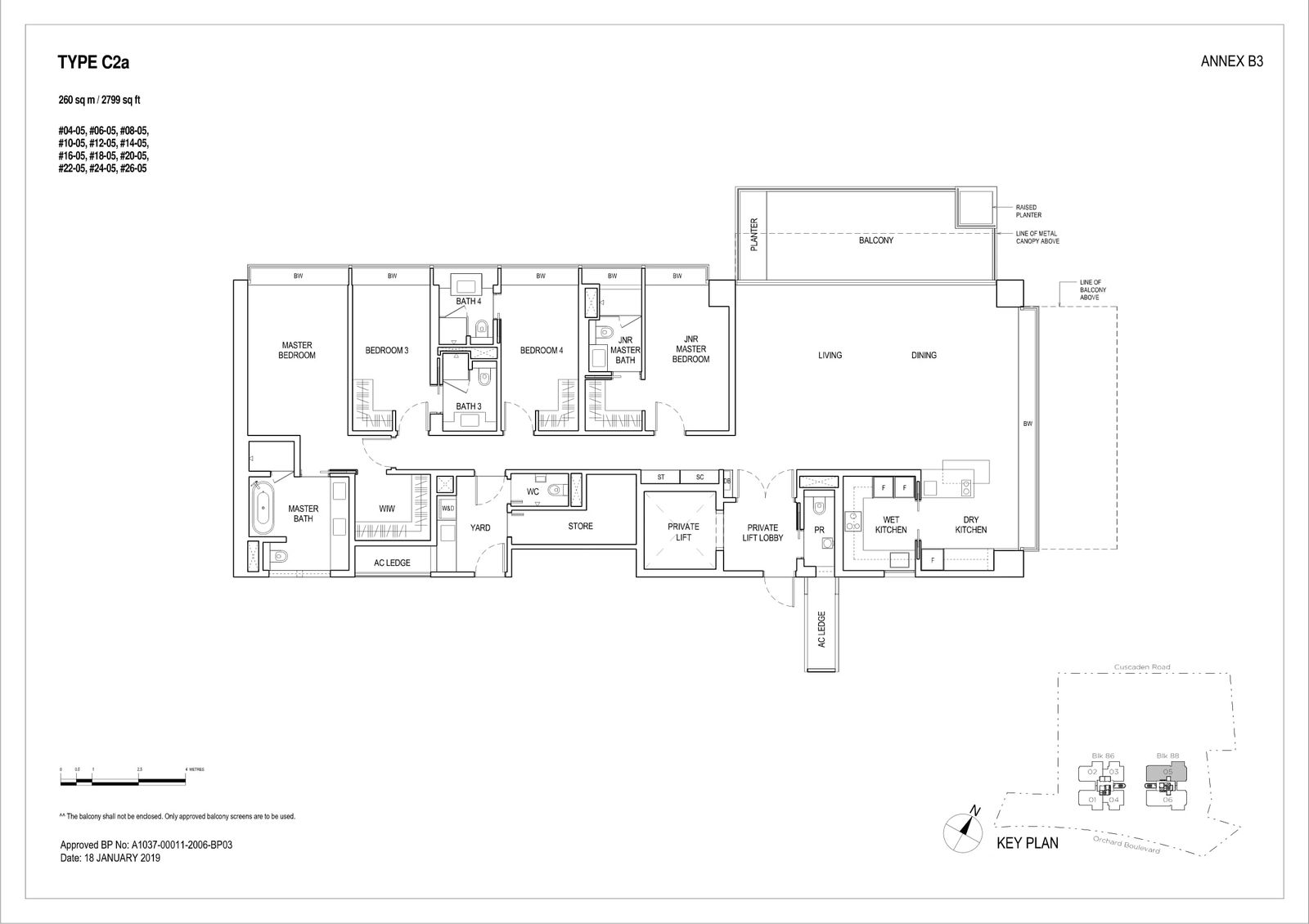 Boulevard 88 floor plan C2a — 4 Bedroom