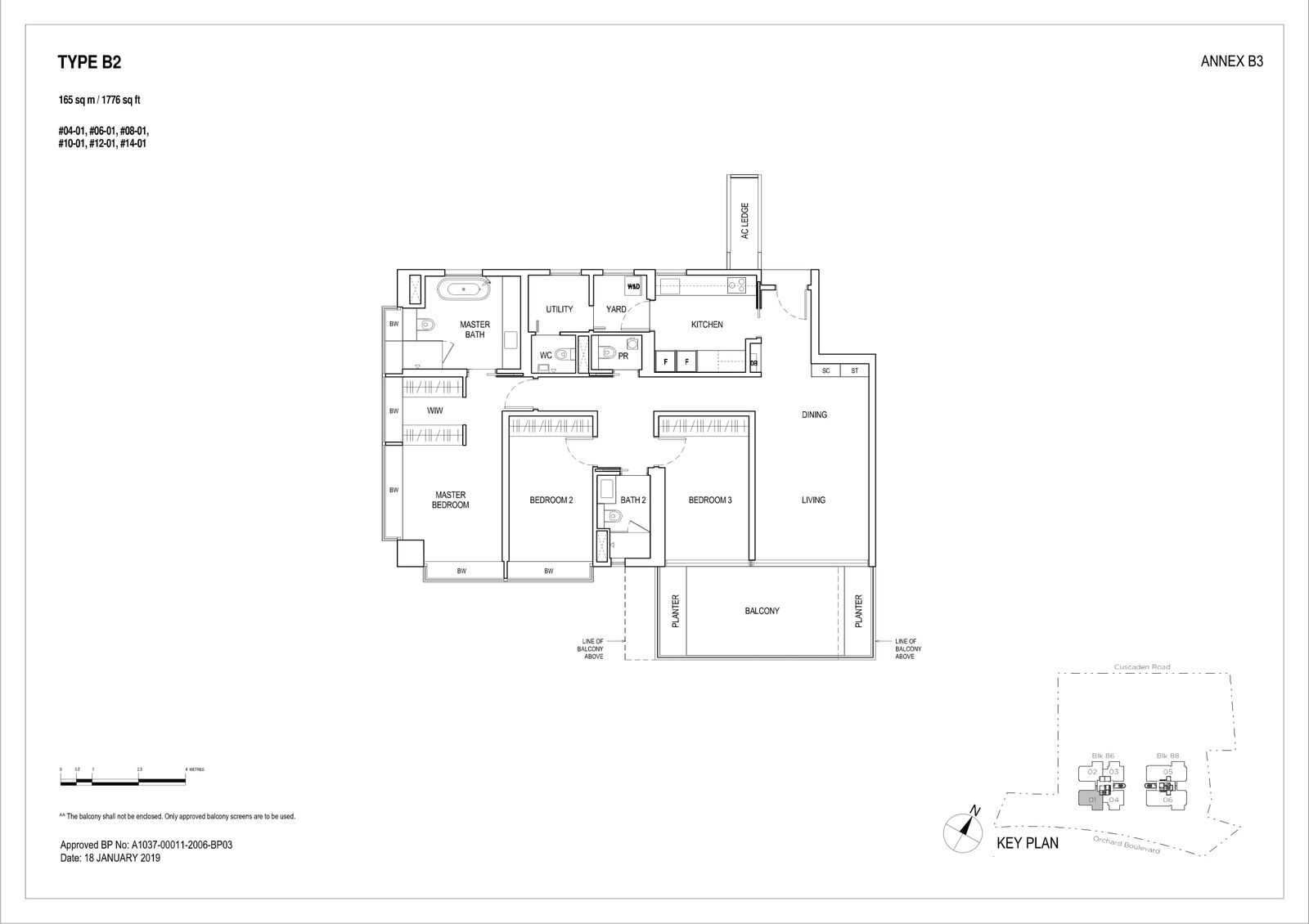 Boulevard 88 floor plan B2 — 3 Bedroom