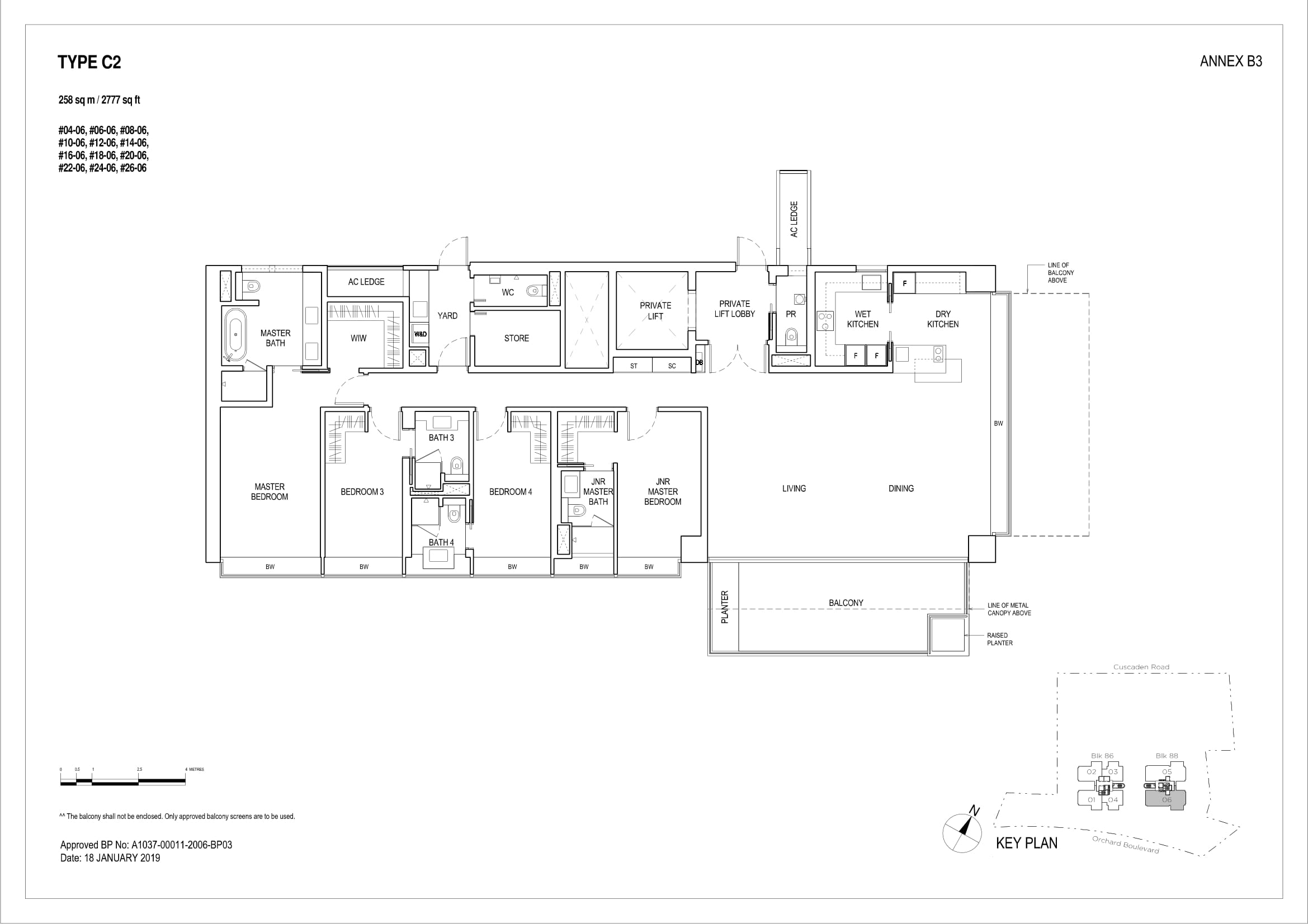 Boulevard 88 floor plan C2 — 4 Bedroom