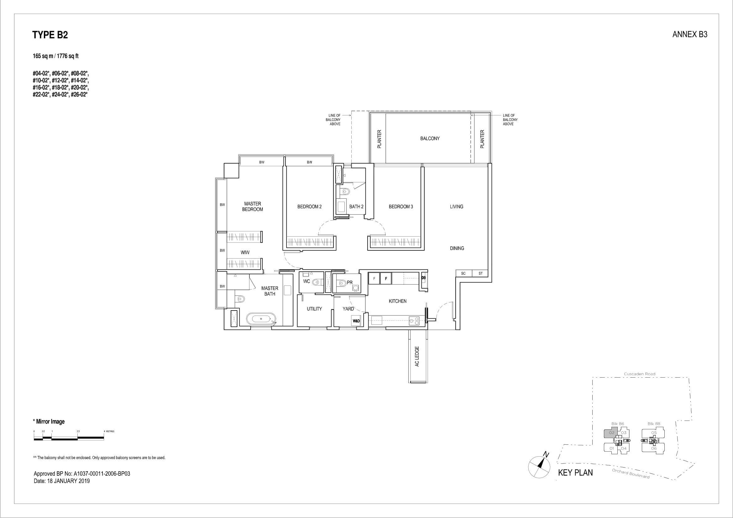 Boulevard 88 floor plan B2(1) — 3 Bedroom