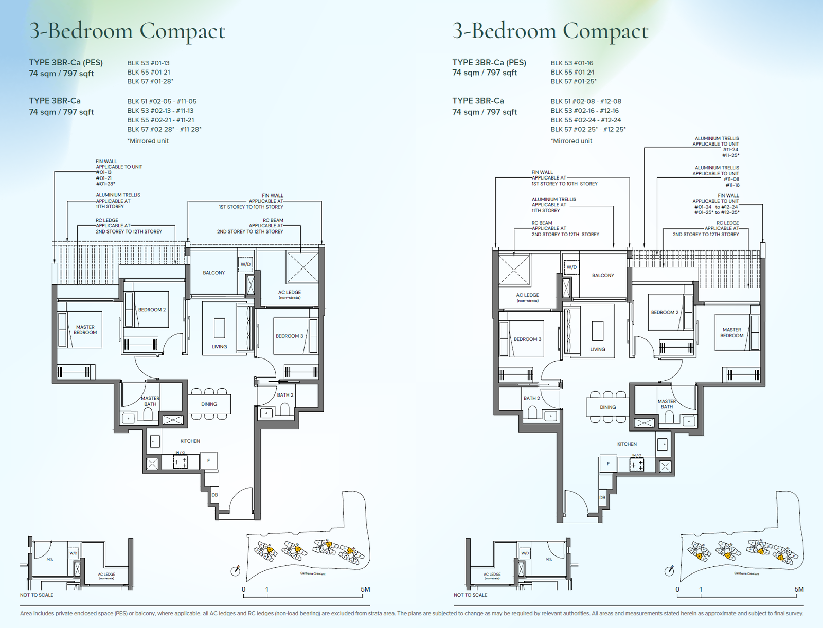 Canberra Crescent Residences floor plan 3BR-Ca(PES) — 3 Bedroom Compact