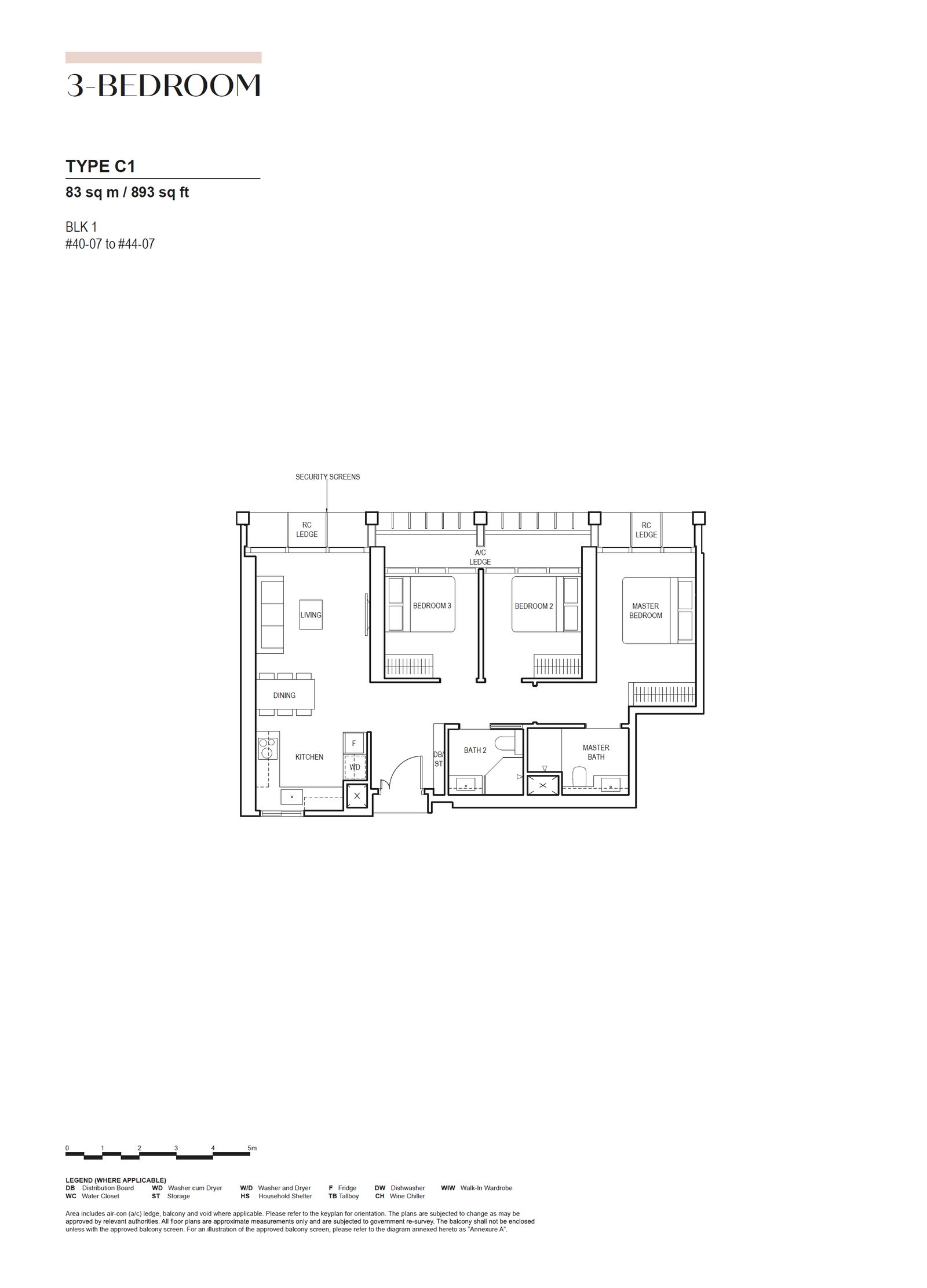 Canninghill Piers 3-BEDROOM C1 floor plan