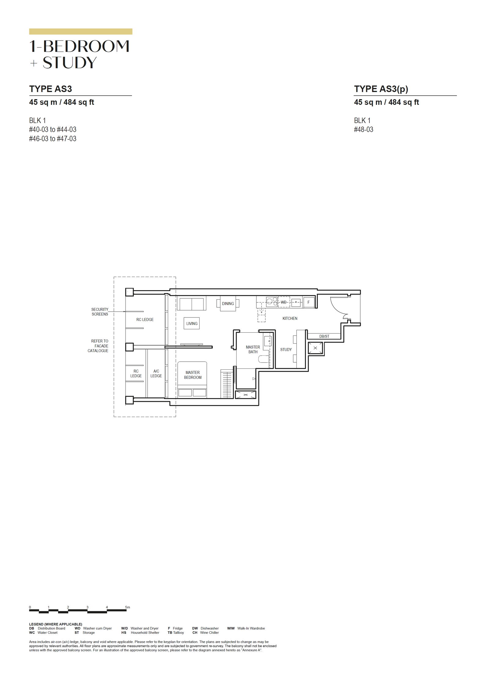 Canninghill Piers floor plan AS3 — 1-BEDROOM + STUDY
