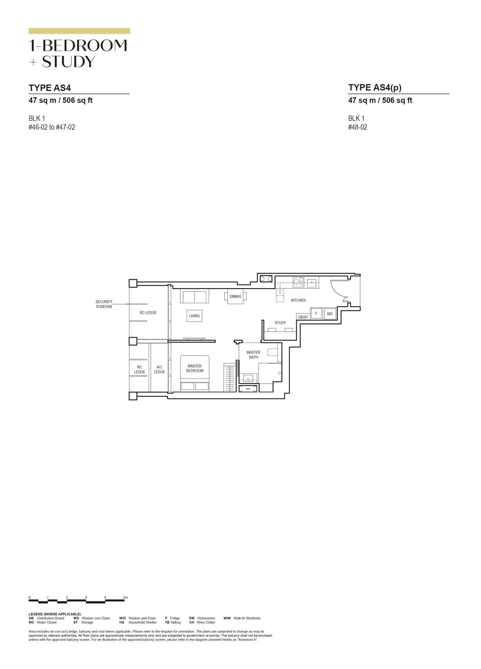 Canninghill Piers floor plan AS4 — 1-BEDROOM + STUDY