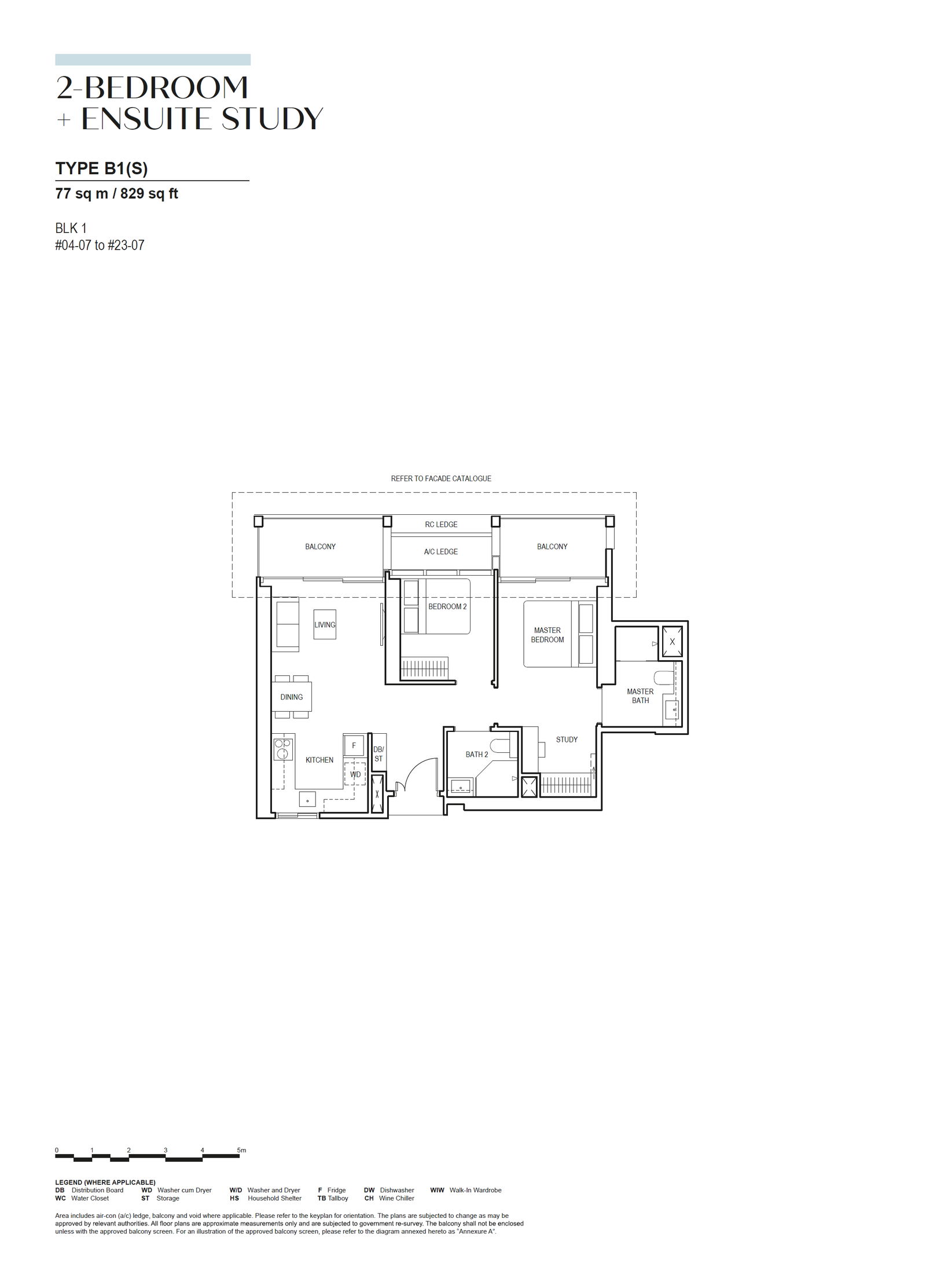 Canninghill Piers 2-BEDROOM + ENSUITE STUDY B1(S) floor plan