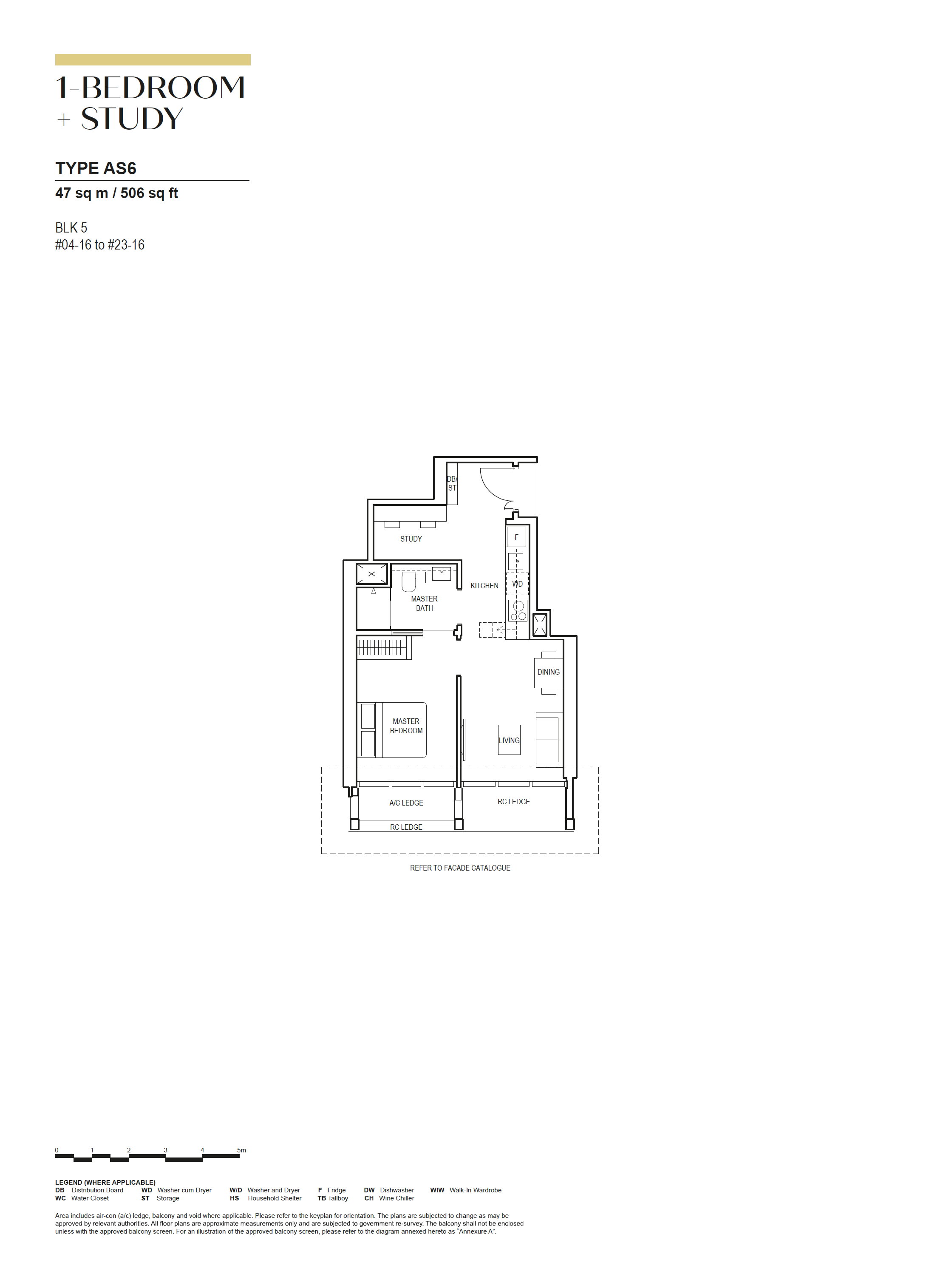 Canninghill Piers 1-BEDROOM + STUDY AS6 floor plan