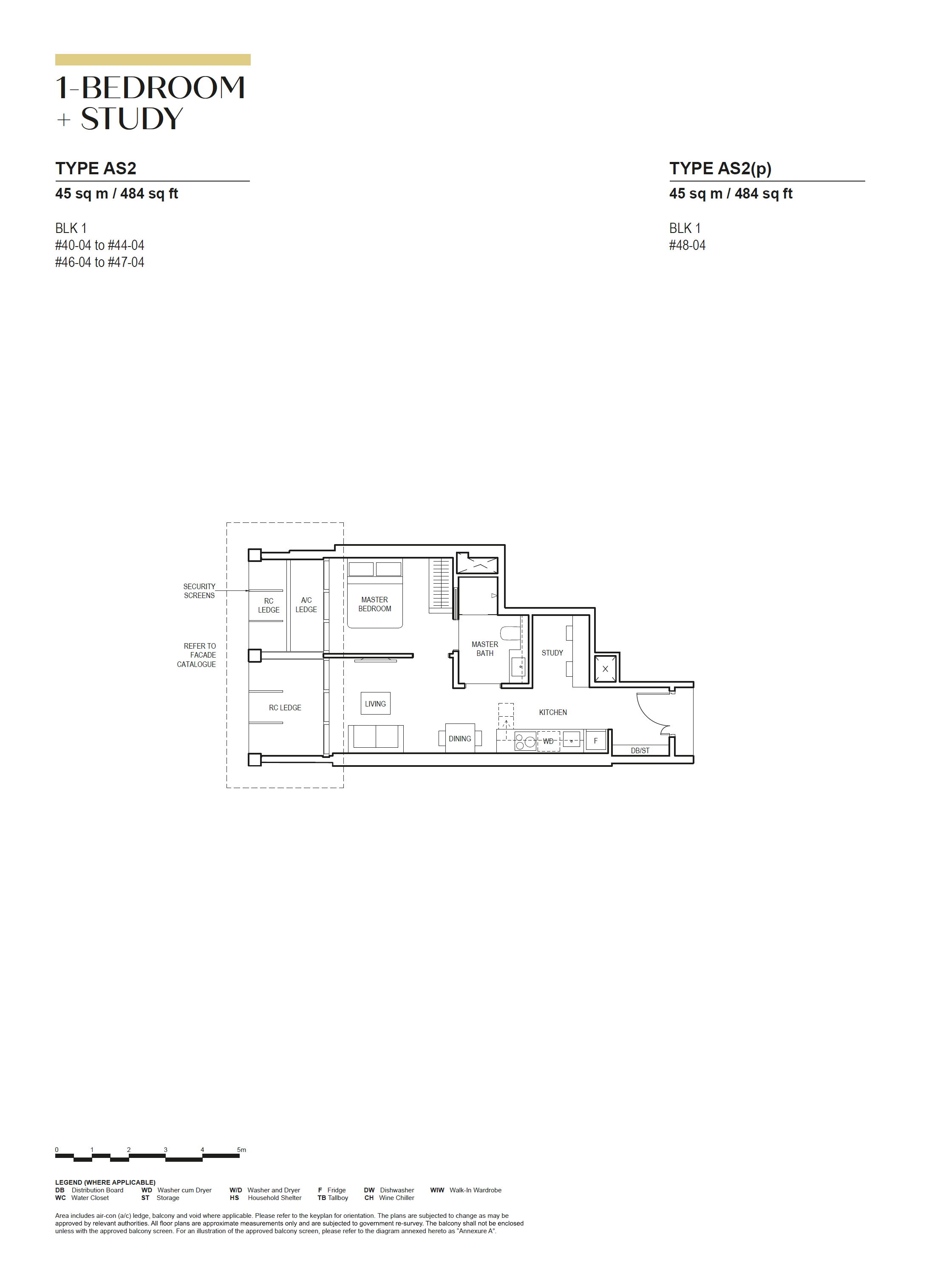 Canninghill Piers floor plan AS2 — 1-BEDROOM + STUDY