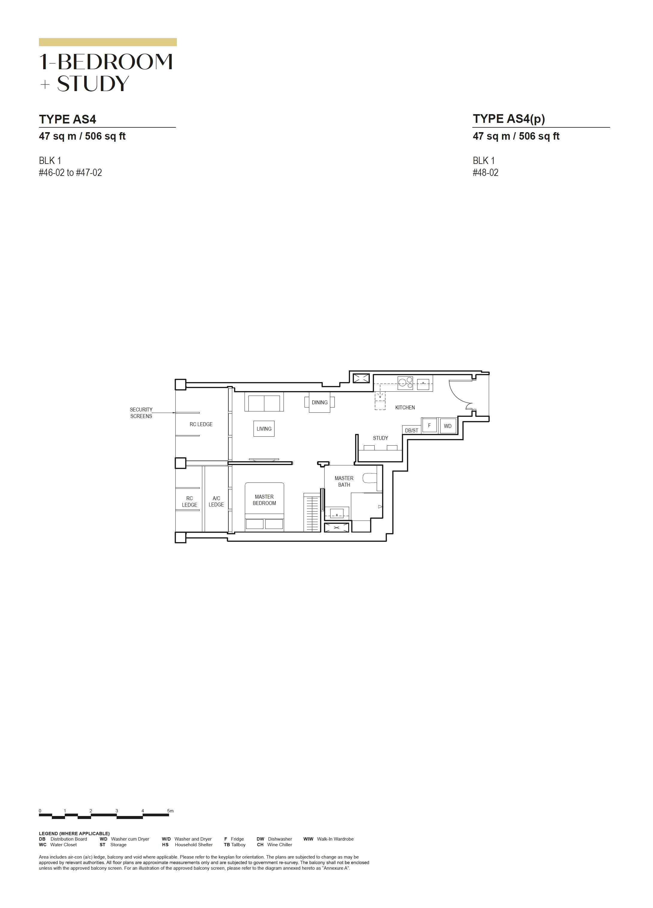 Canninghill Piers floor plan AS4(p) — 1-BEDROOM + STUDY