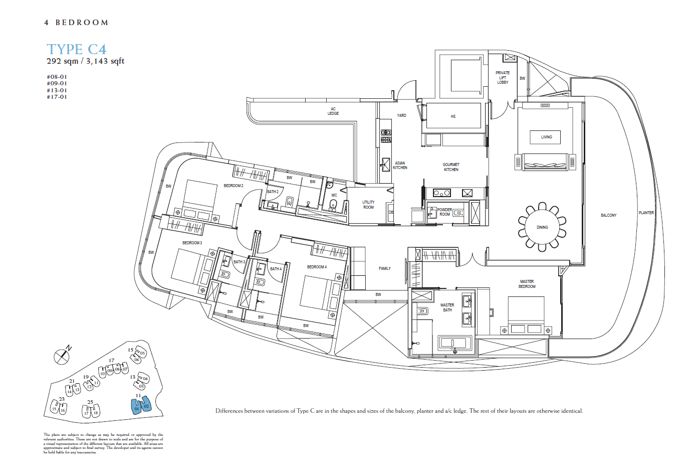 Cape Royale 4BR C4 floor plan