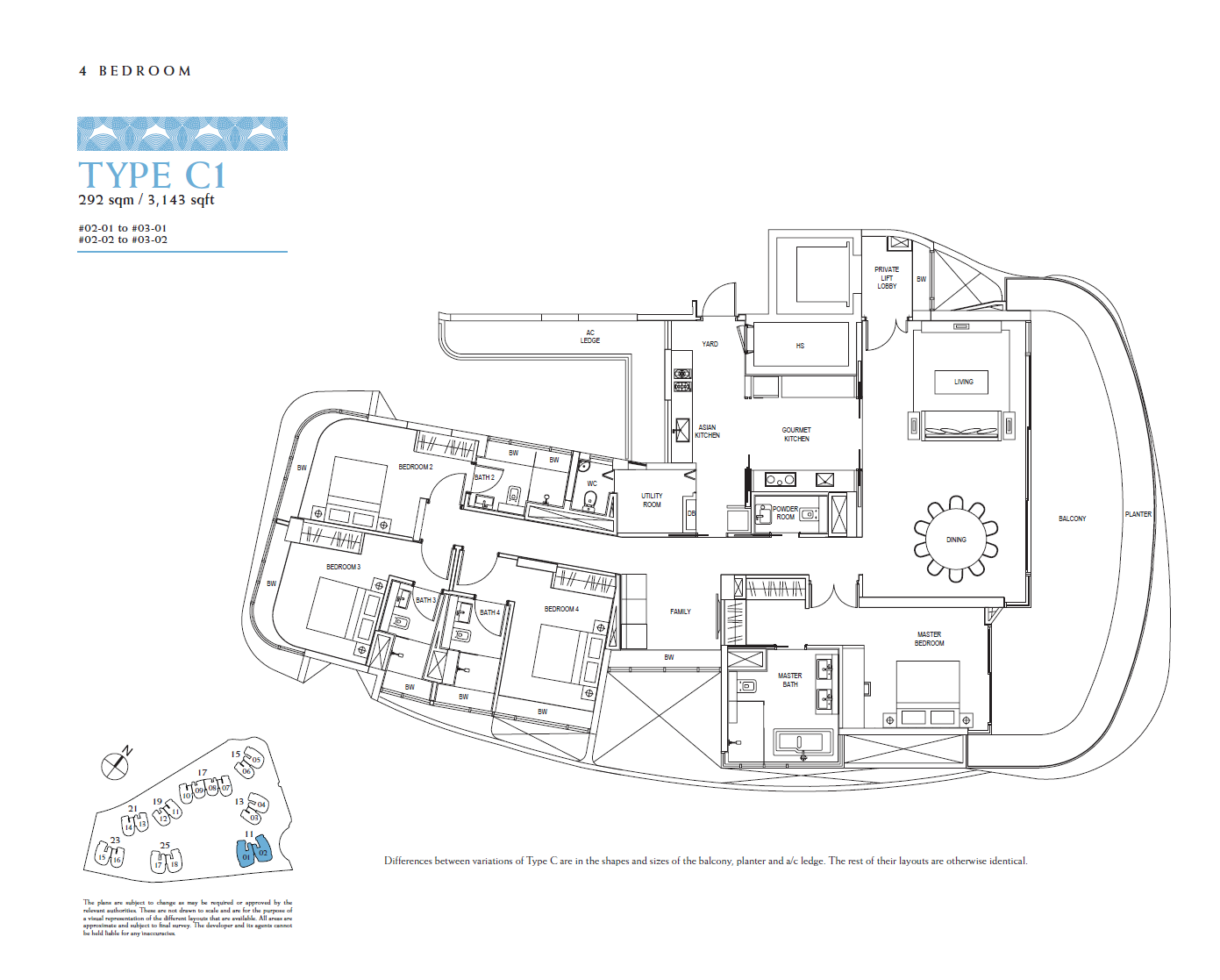 Cape Royale 4BR C1 floor plan